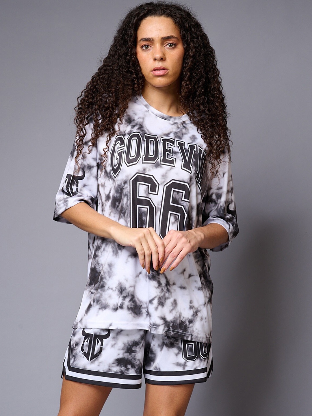 

GO DEVIL Dyed Pure Cotton T-shirt & Shorts, White