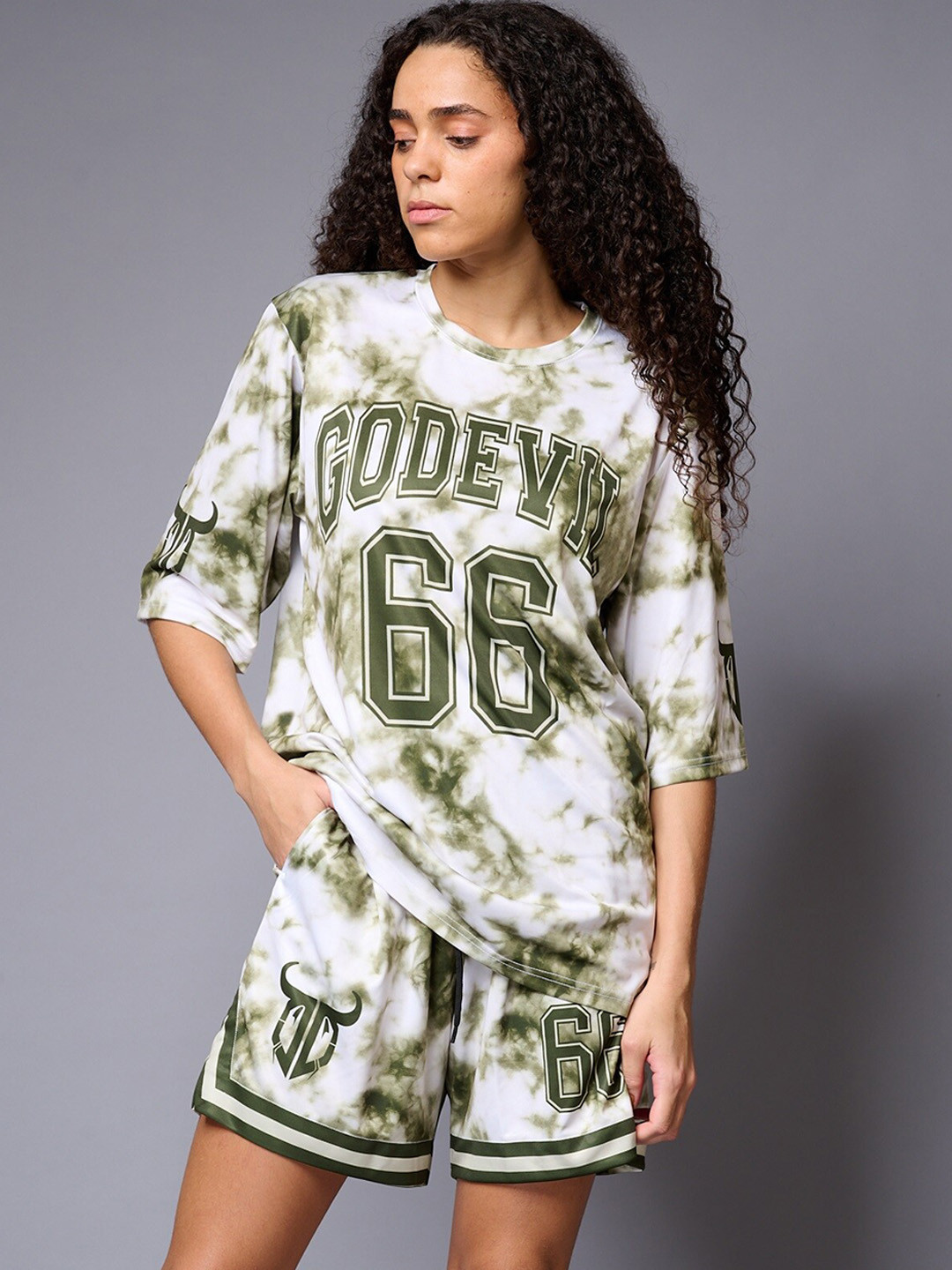 

GO DEVIL Printed Pure Cotton T-Shirt With Shorts, Green