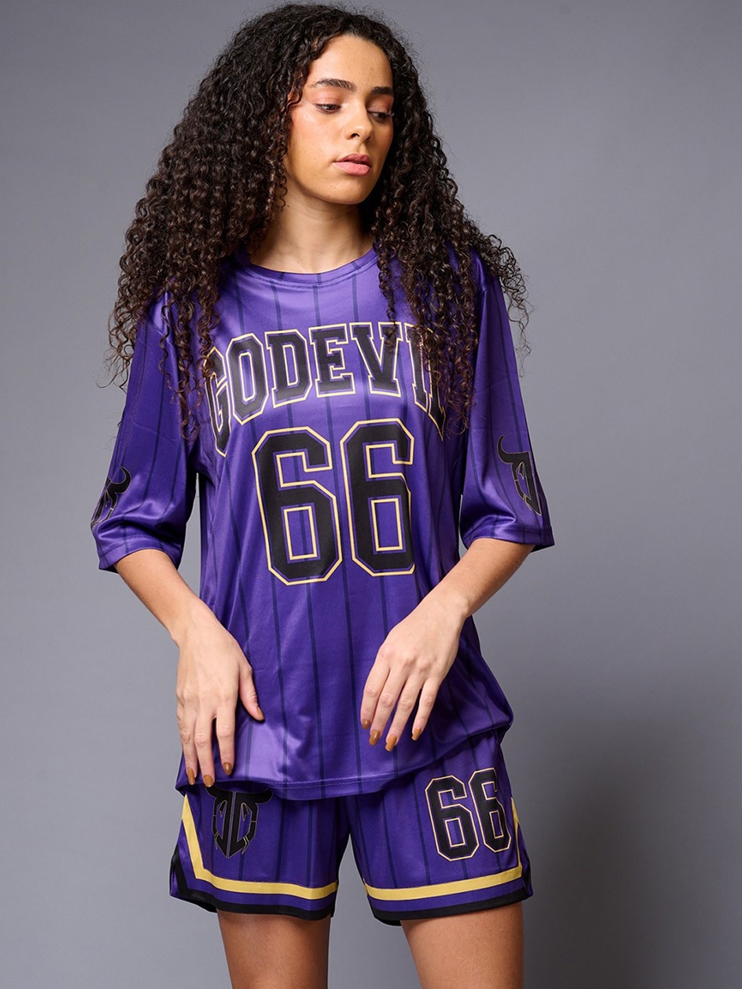 

GO DEVIL Printed Pure Cotton T-Shirt With Shorts, Blue