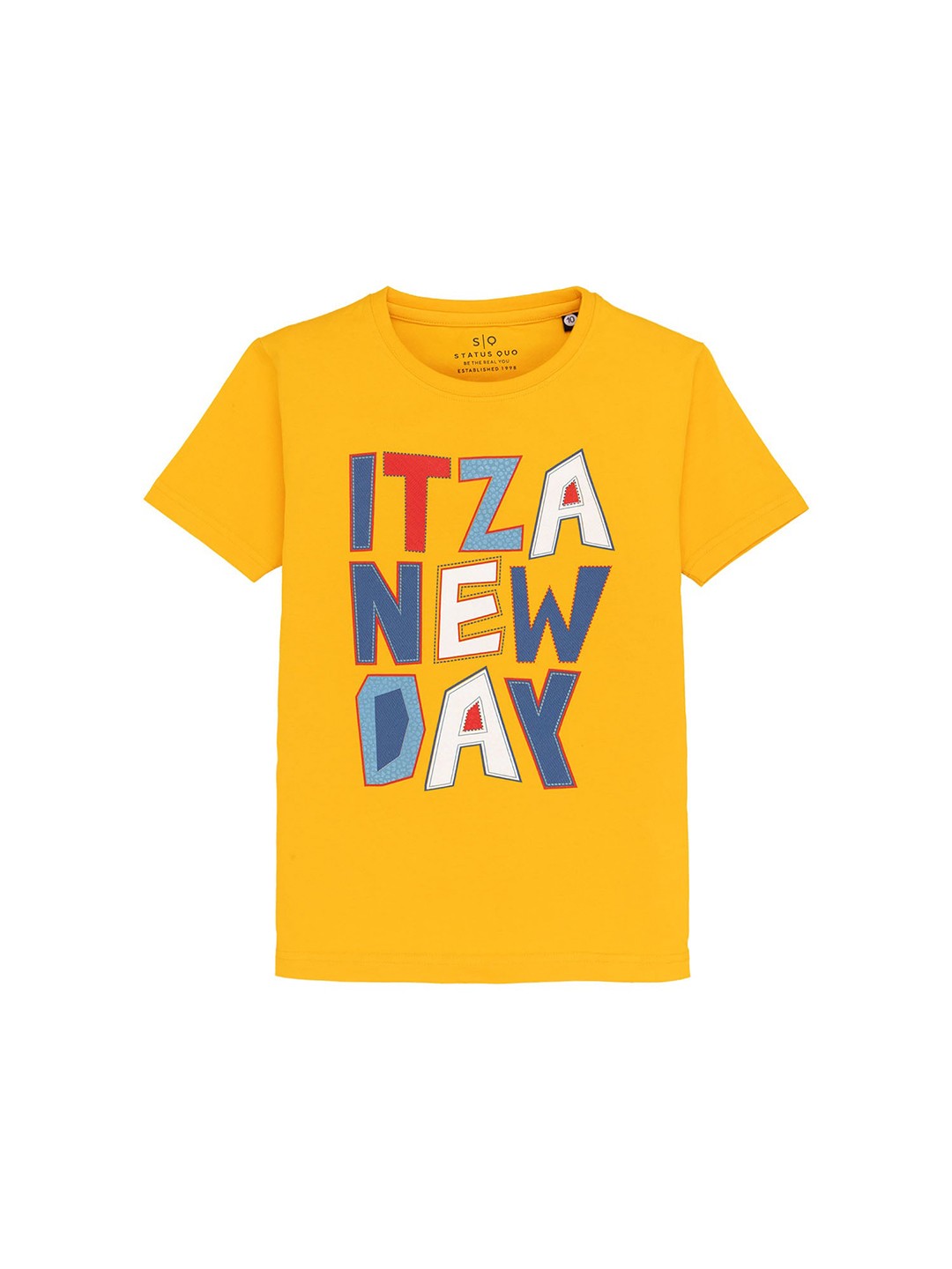 

Status Quo Boys Typography Printed Cotton T-shirt, Gold