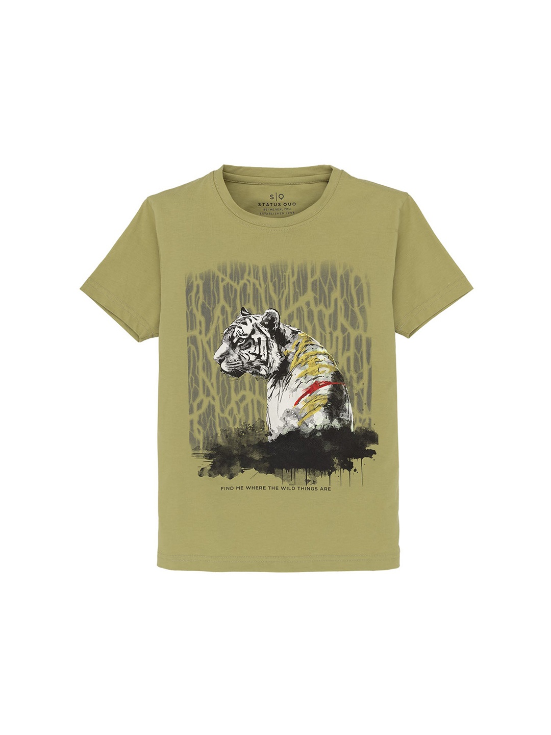 

Status Quo Boys Printed Cotton T-shirt, Green