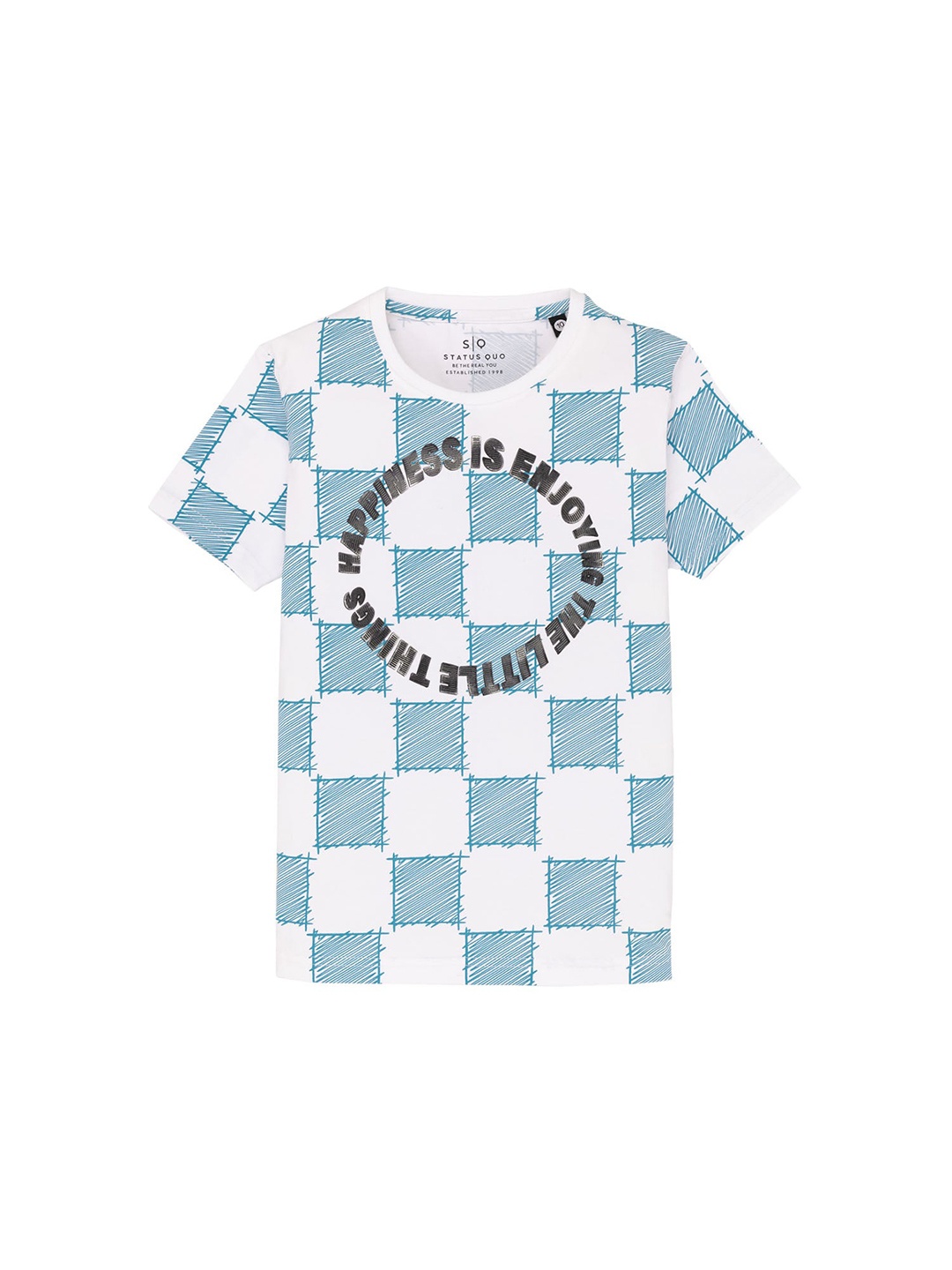 

Status Quo Boys Typography Printed Round Neck Cotton T-shirt, Blue