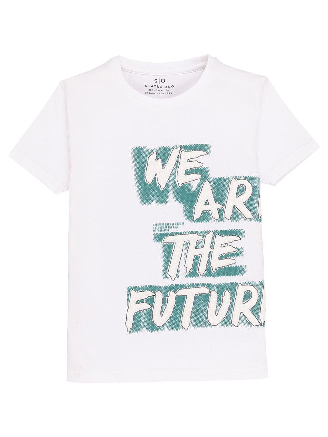 

Status Quo Boys Typography Printed Round Neck Short Sleeves Cotton T-shirt, White