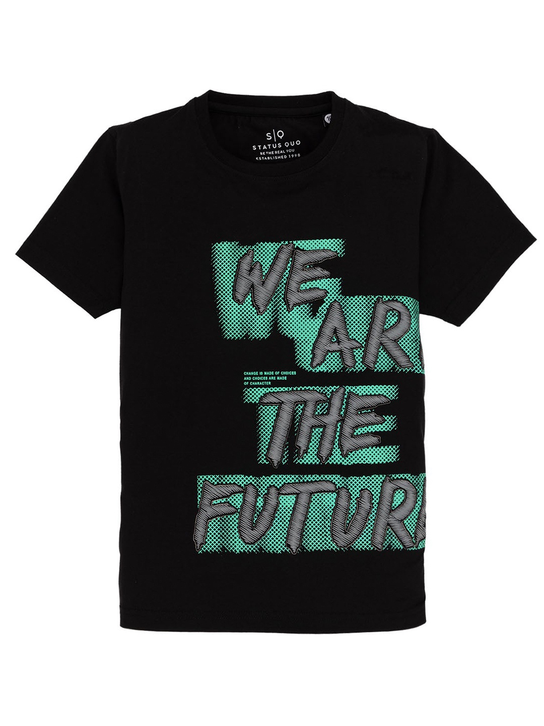 

Status Quo Boys Typography Printed Round Neck Short Sleeves Cotton T-shirt, Black