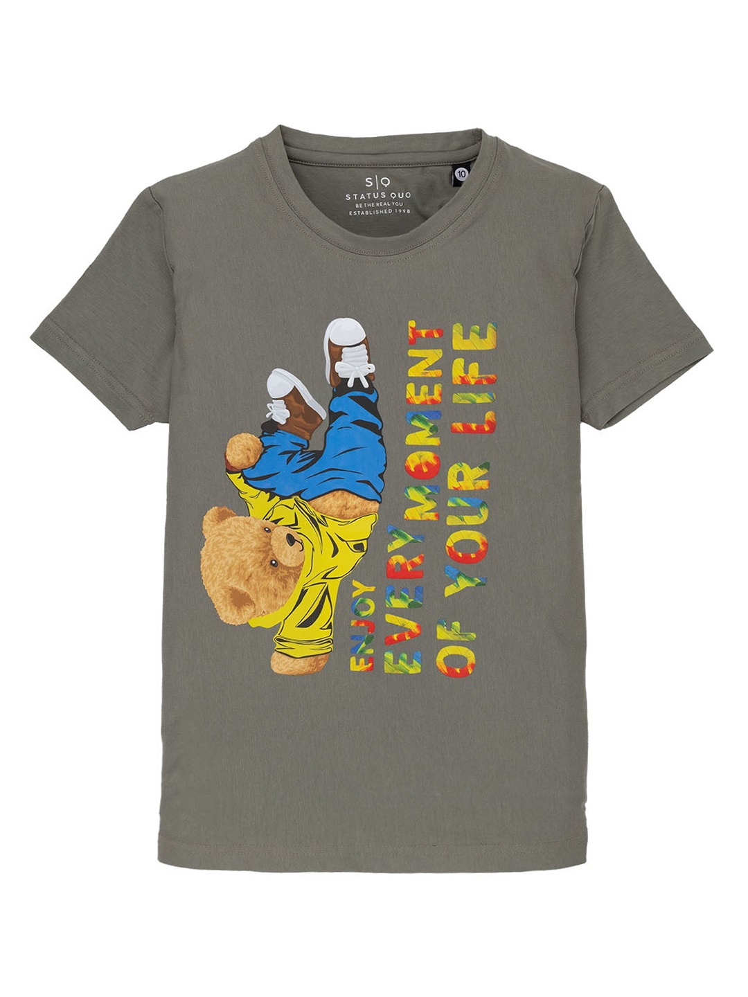 

Status Quo Boys Printed Round Neck Short Sleeves Cotton T-shirt, Grey