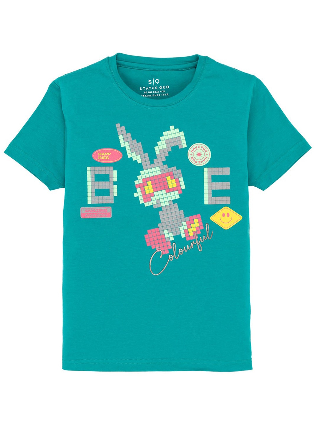 

Status Quo Boys Printed Round Neck T-Shirt, Green