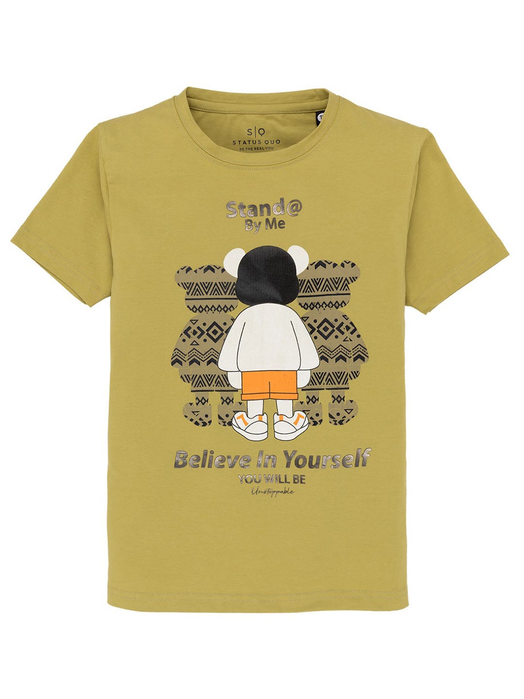

Status Quo Boys Printed Round Neck Short Sleeves Cotton T-shirt, Green