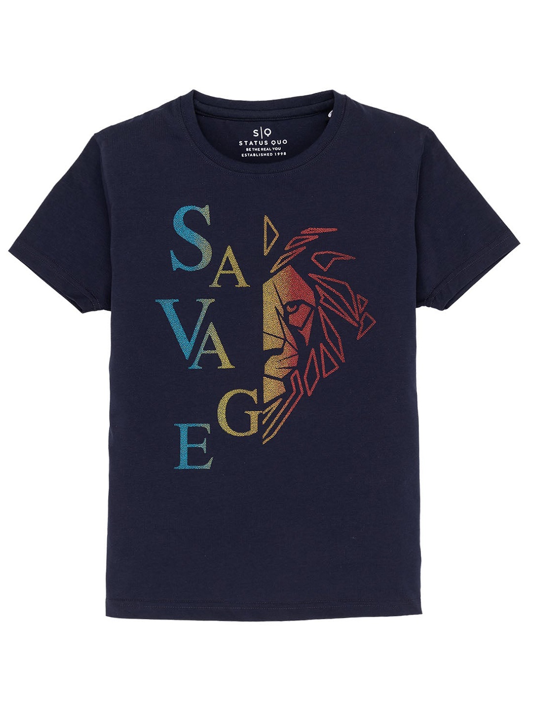 

Status Quo Boys Printed Round Neck Short Sleeves Cotton T-shirt, Navy blue