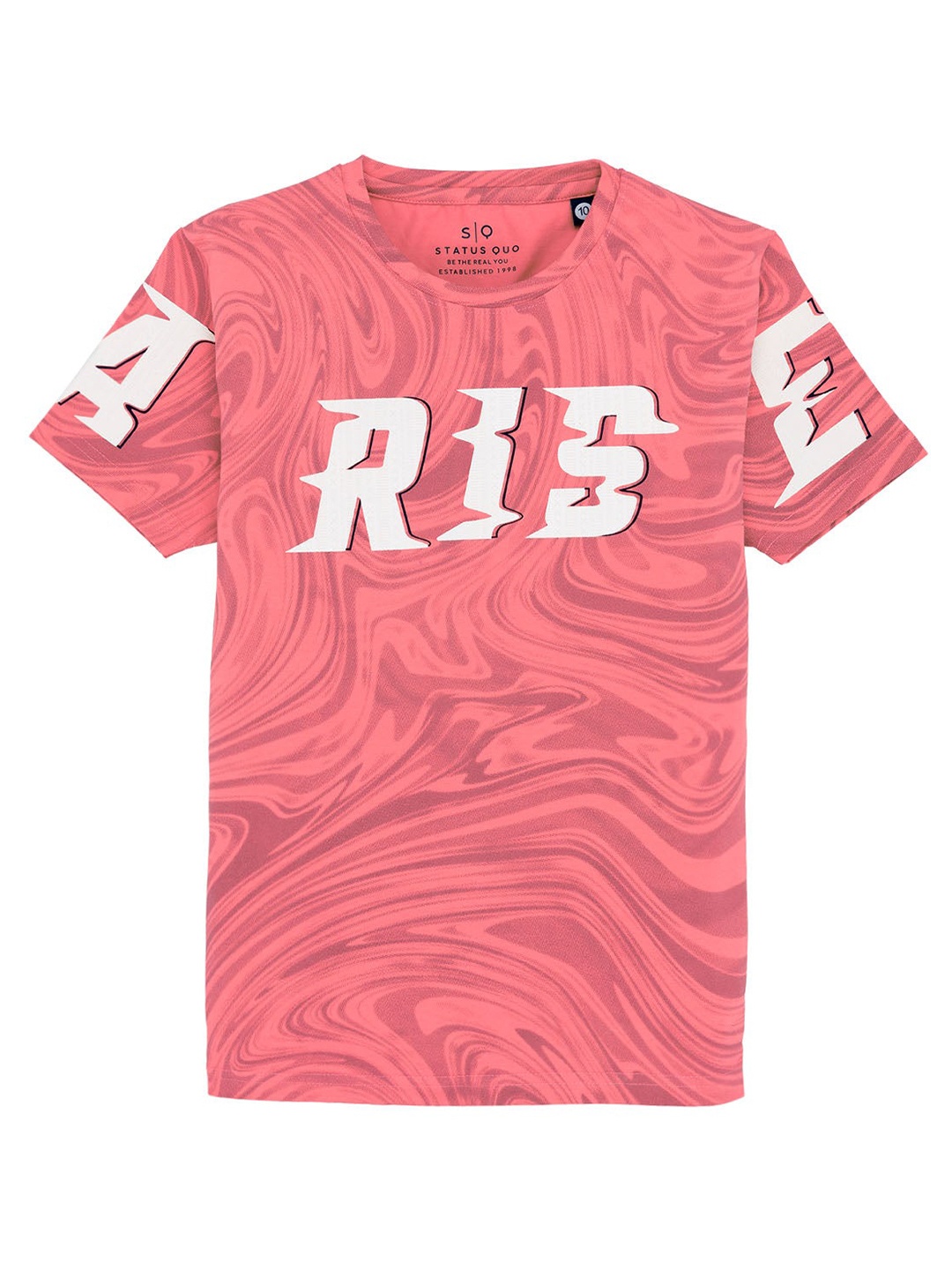 

Status Quo Boys Printed Round Neck Short Sleeves Cotton T-shirt, Coral