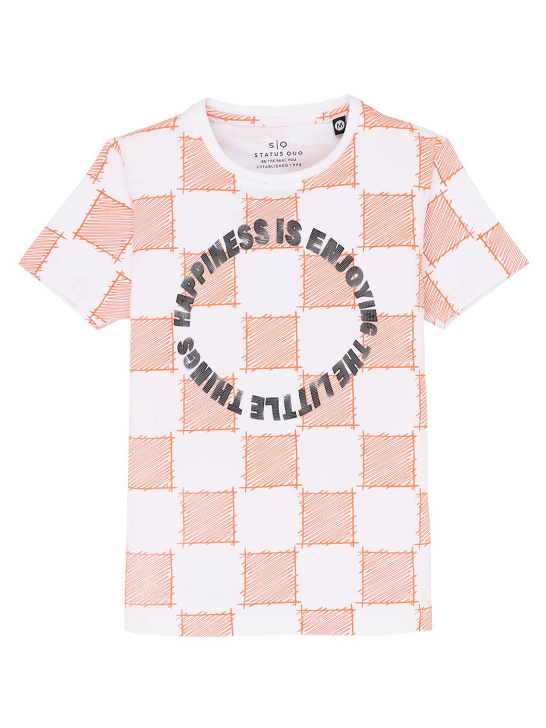 

Status Quo Boys Typography Printed Round Neck Cotton T-shirt, Orange