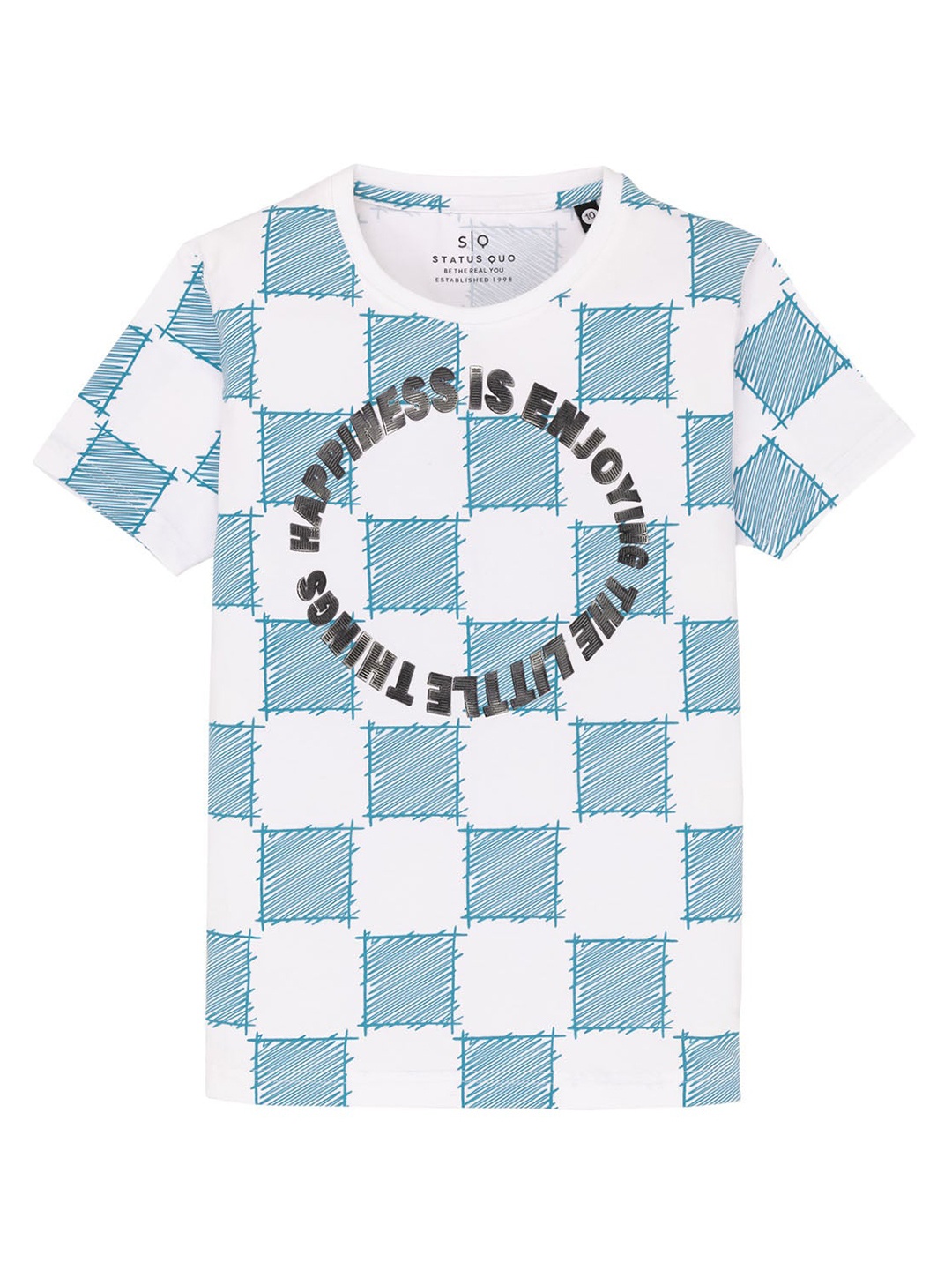 

Status Quo Boys Typography Printed Round Neck Cotton T-shirt, Blue