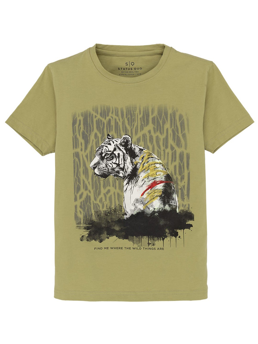 

Status Quo Boys Graphic Printed Round Neck Cotton T-shirt, Green