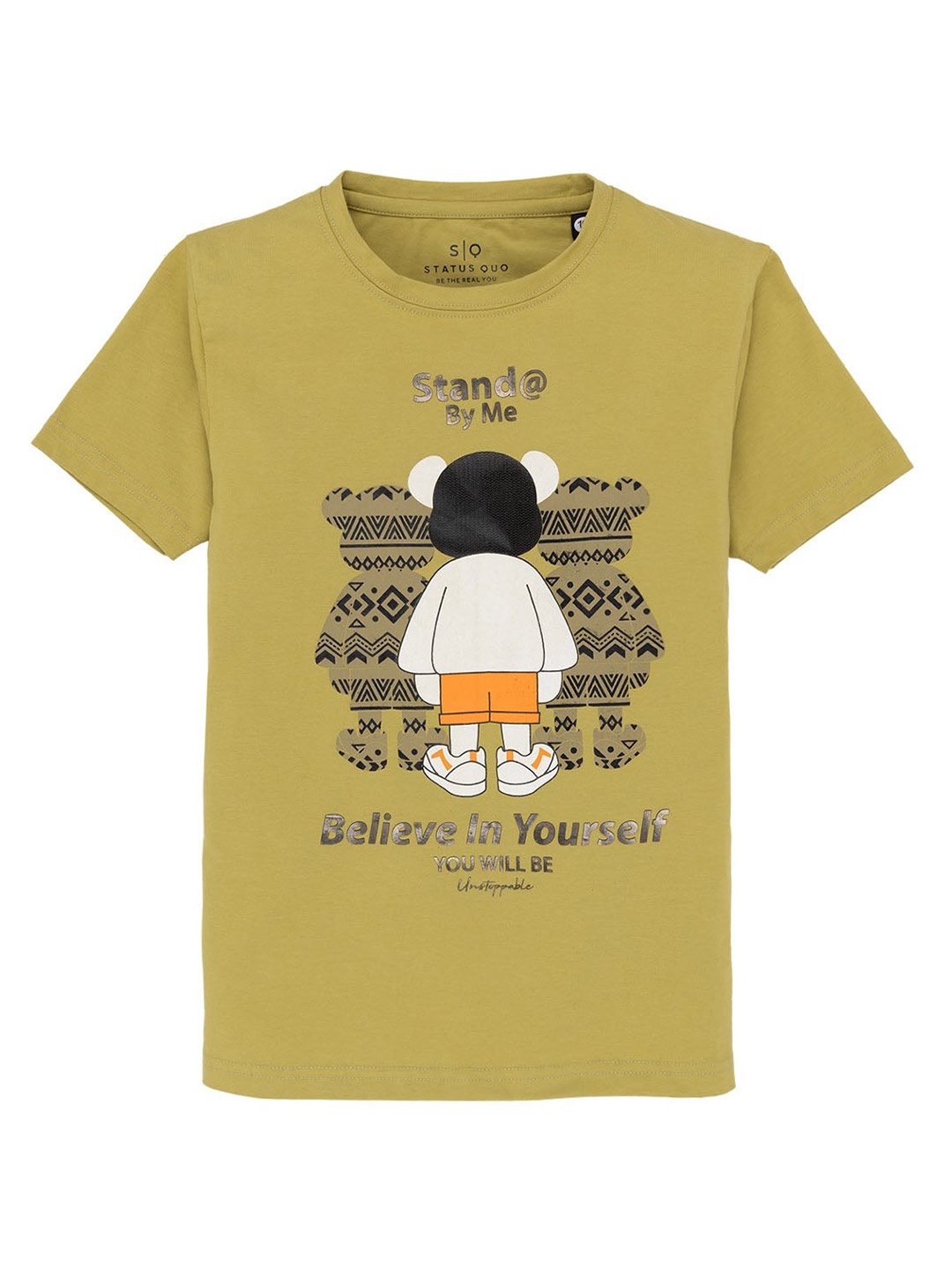 

Status Quo Boys Typography Printed Round Neck Cotton T-shirt, Green