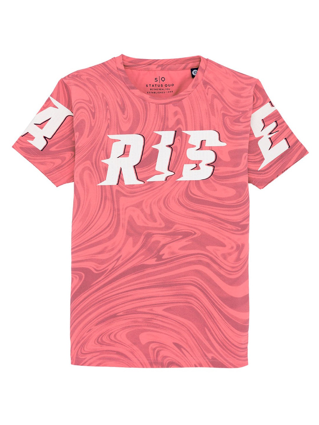 

Status Quo Boys Typography Printed Round Neck Cotton T-shirt, Coral