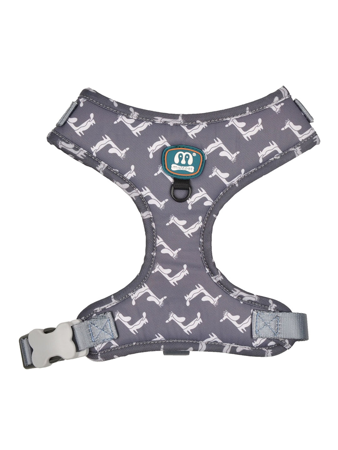 

Emily pets Geometric Printed Adjustable Step in Breathable Pet Harness, Grey