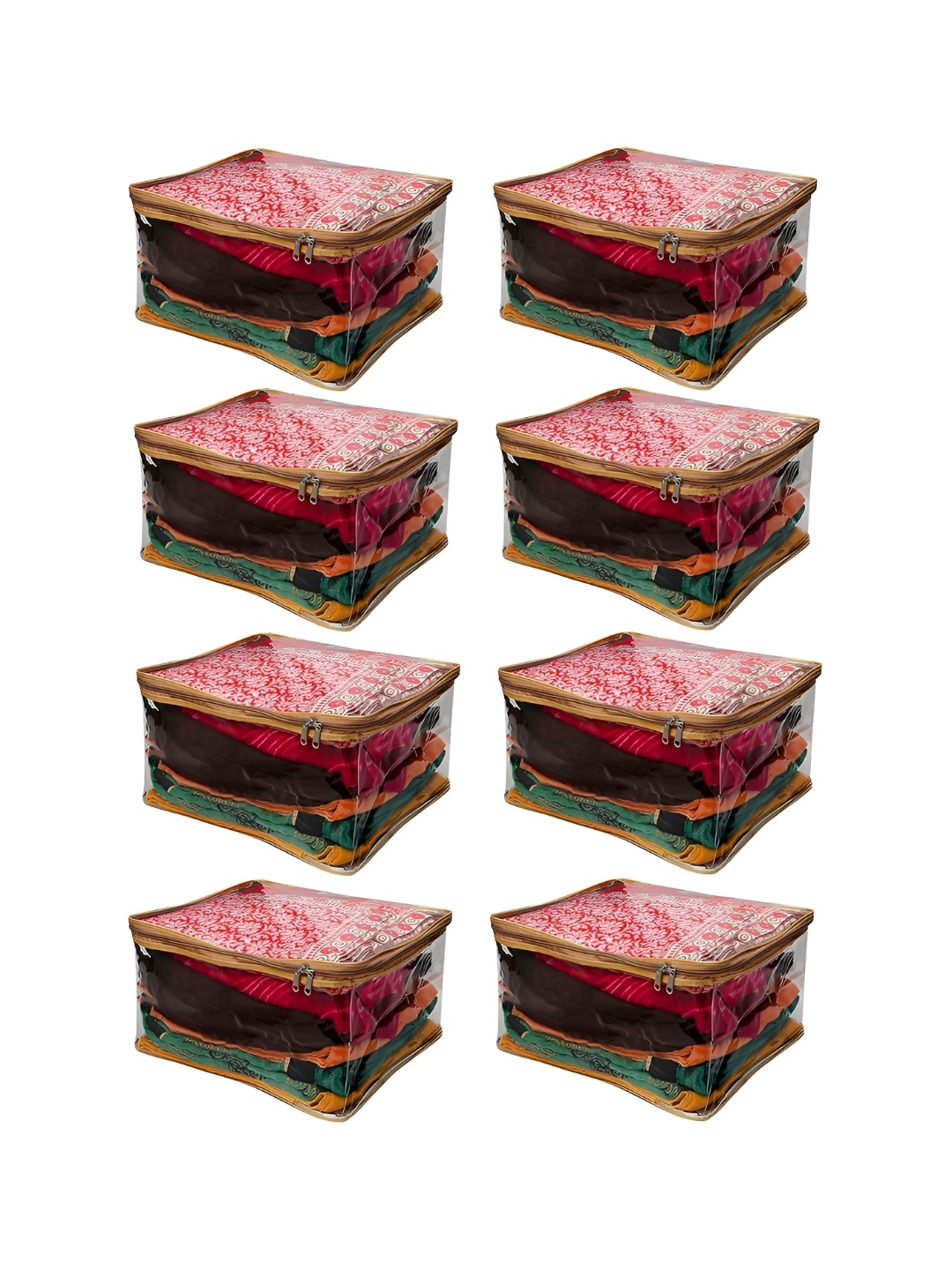 

atorakushon Set of 8 Gold Clothes Storage Bags Wardrobe Organisers