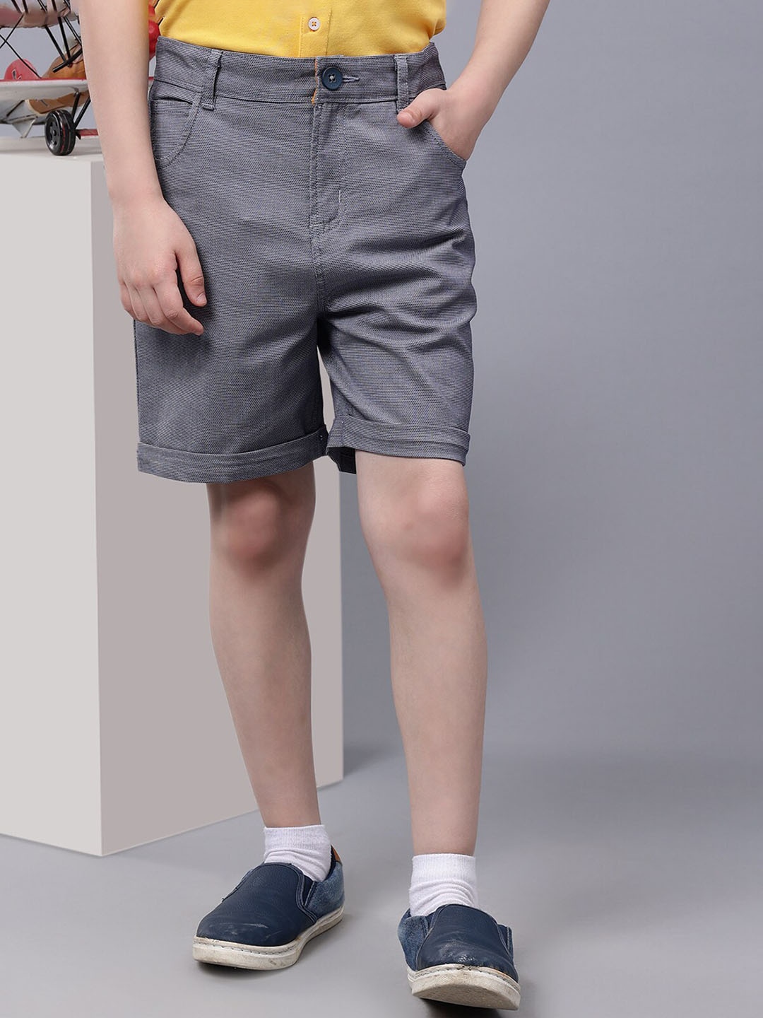 

One Friday Boys Abstract Printed Cotton Shorts, Blue