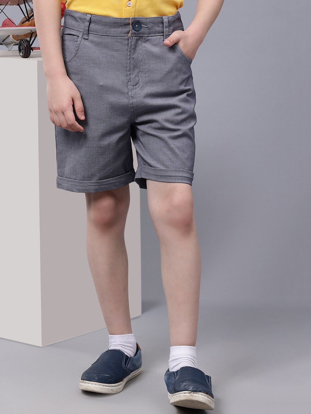 

One Friday Boys Abstract Print Cotton Shorts, Blue