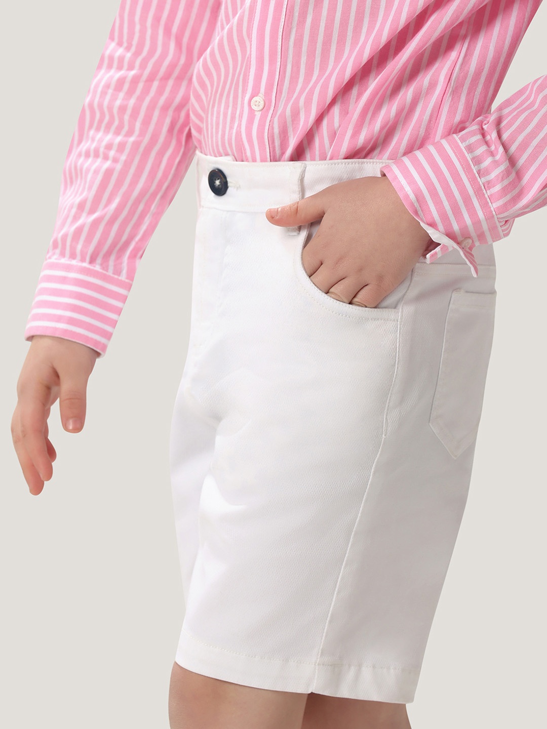 

One Friday Mid-Rise Regular Fit Cotton Boys Shorts, White