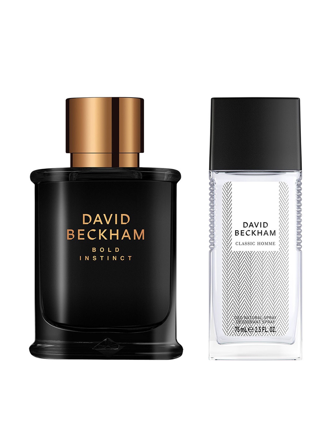 

DAVID BECKHAM Men Bold Instinct Eau De Toilette & Classic Homme Deodorant Spray-75ml Each, Transparent