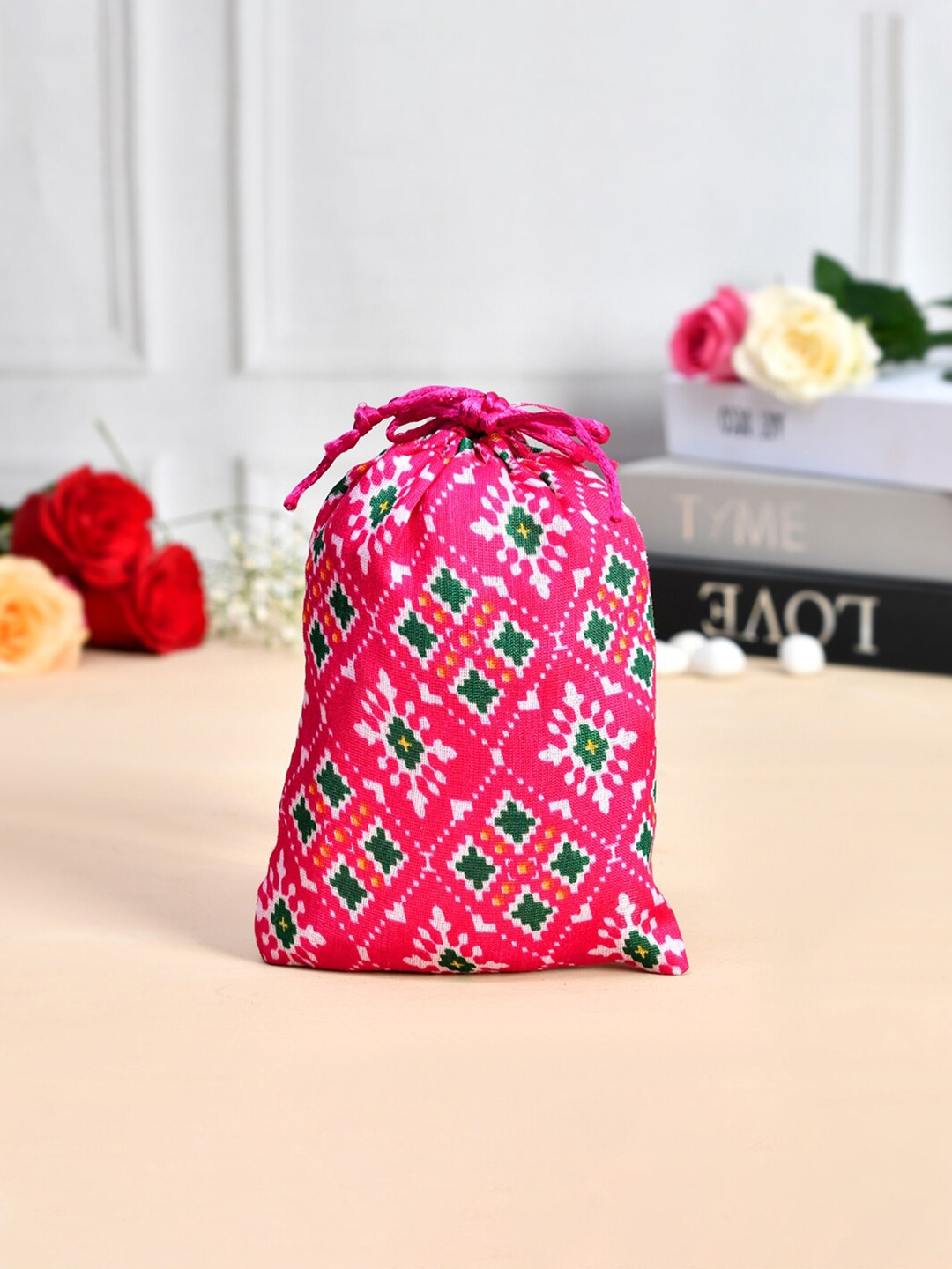 

Kuber Industries Pack Of 10 Printed Potli Clutch, Pink