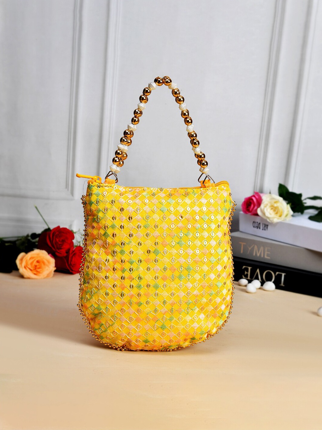 

Kuber Industries Pack Of 3 Embellished Embroidered Potli Clutch, Yellow