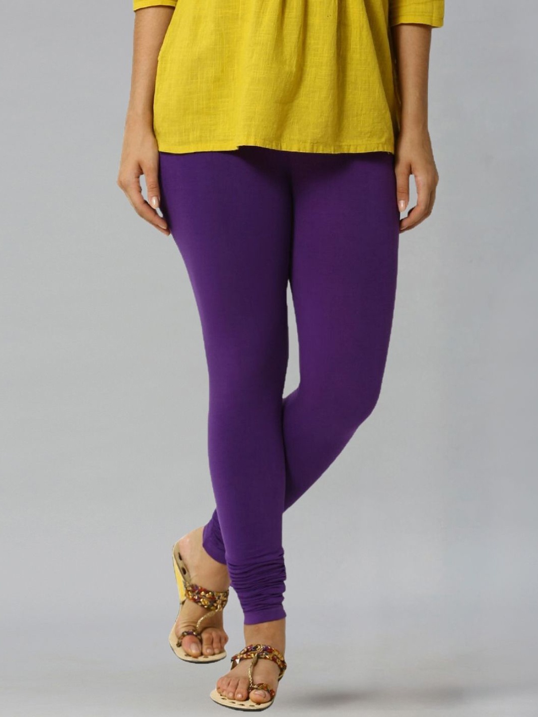 

De Moza Cotton Churidar-Length Leggings, Purple