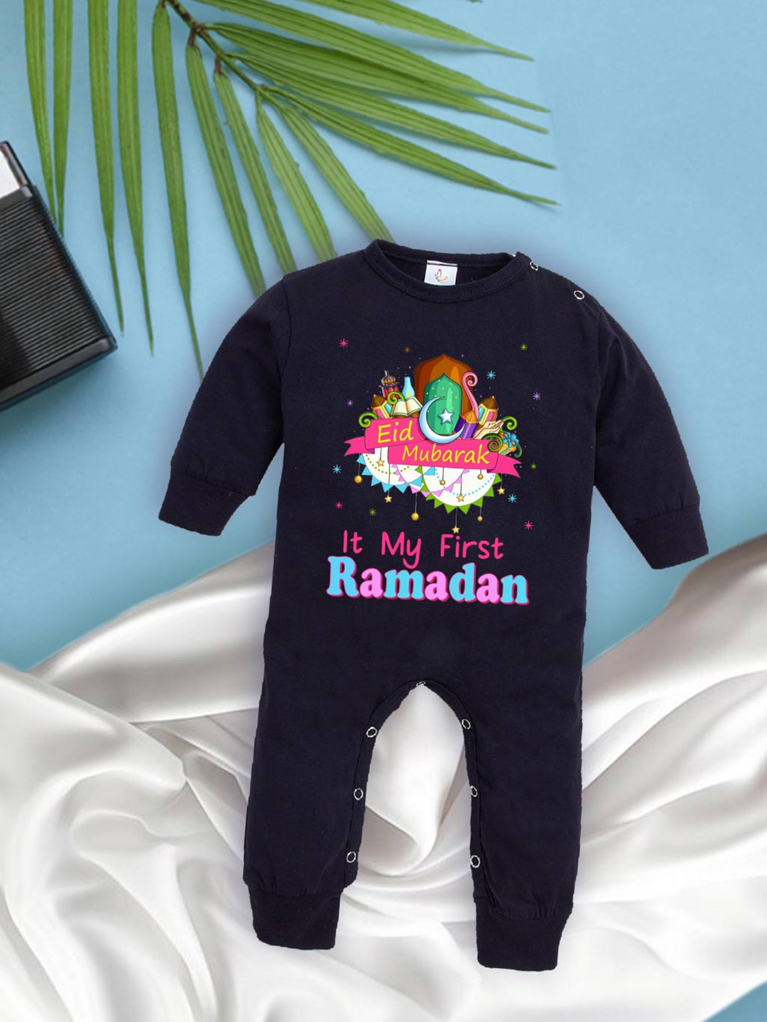 

Babywish Infants Printed Pure Cotton Rompers, Black