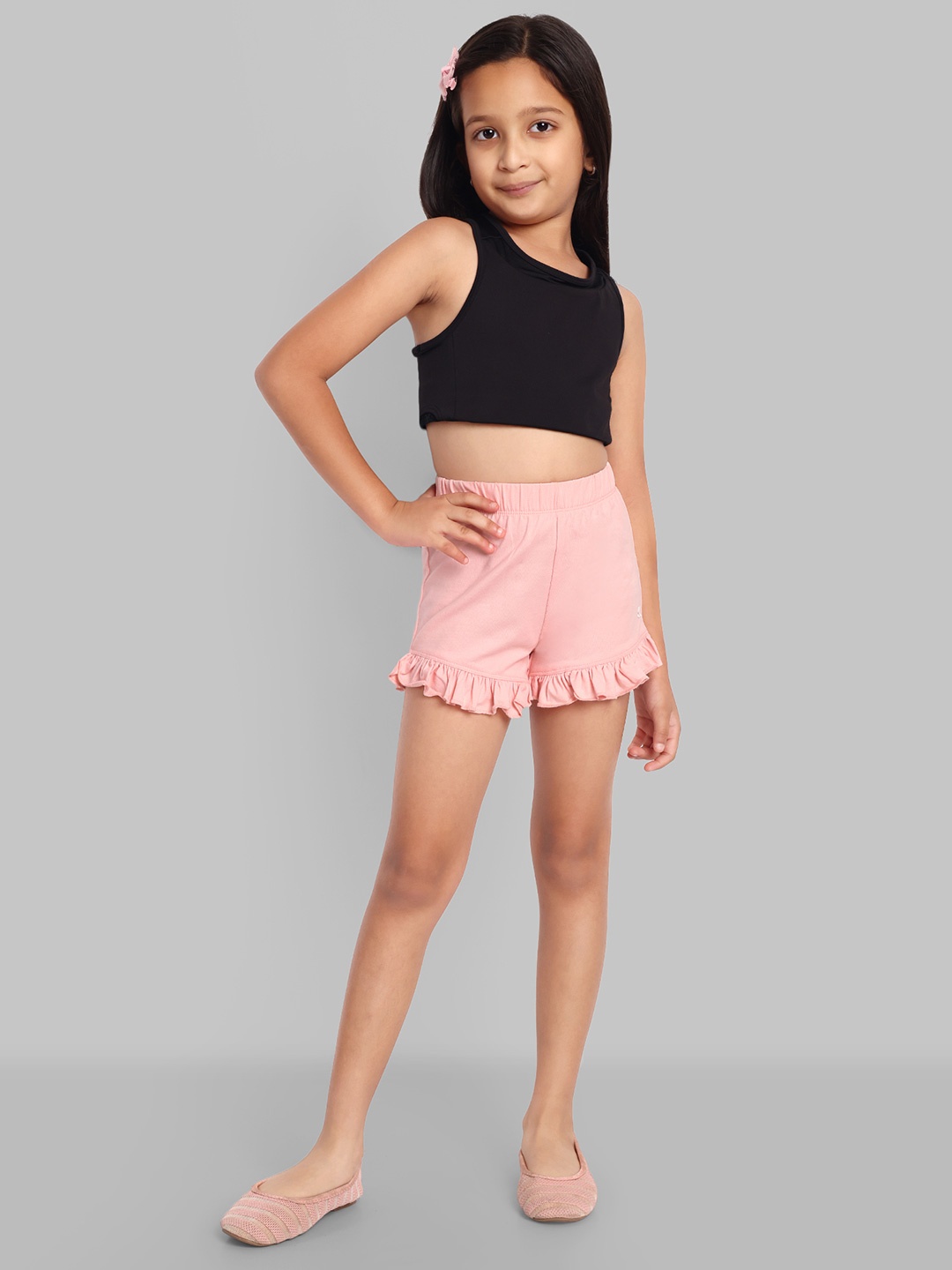 

ONE SKY Girls Mid Rise Shorts, Pink