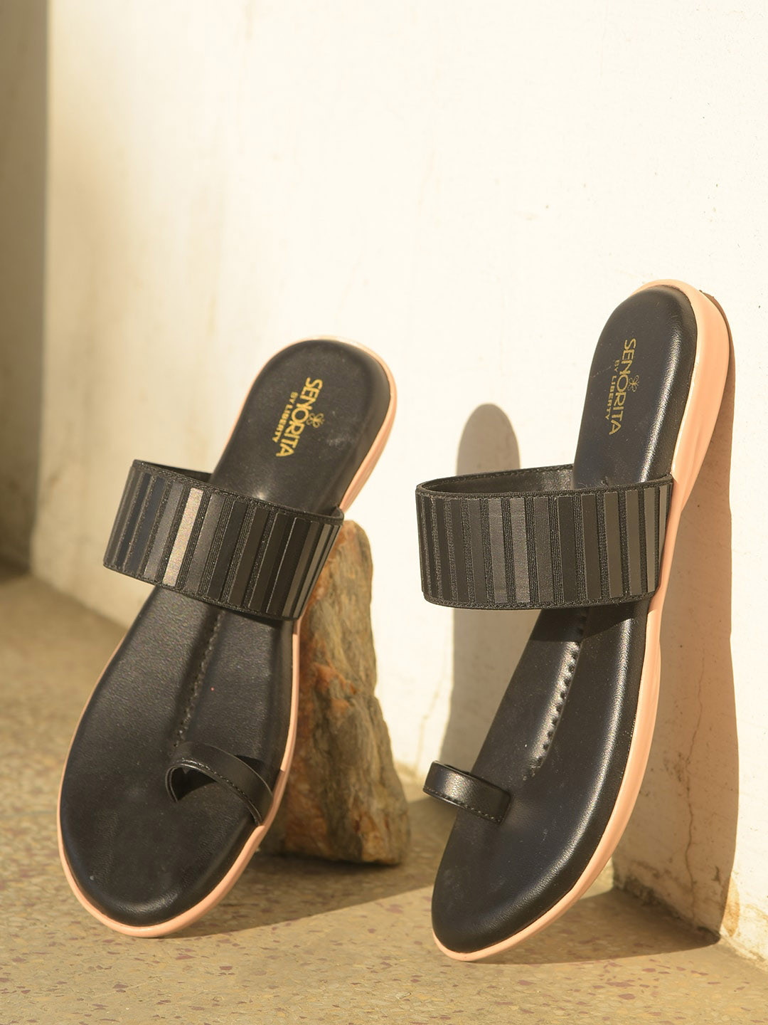 

Liberty Textured One Toe Flats, Black