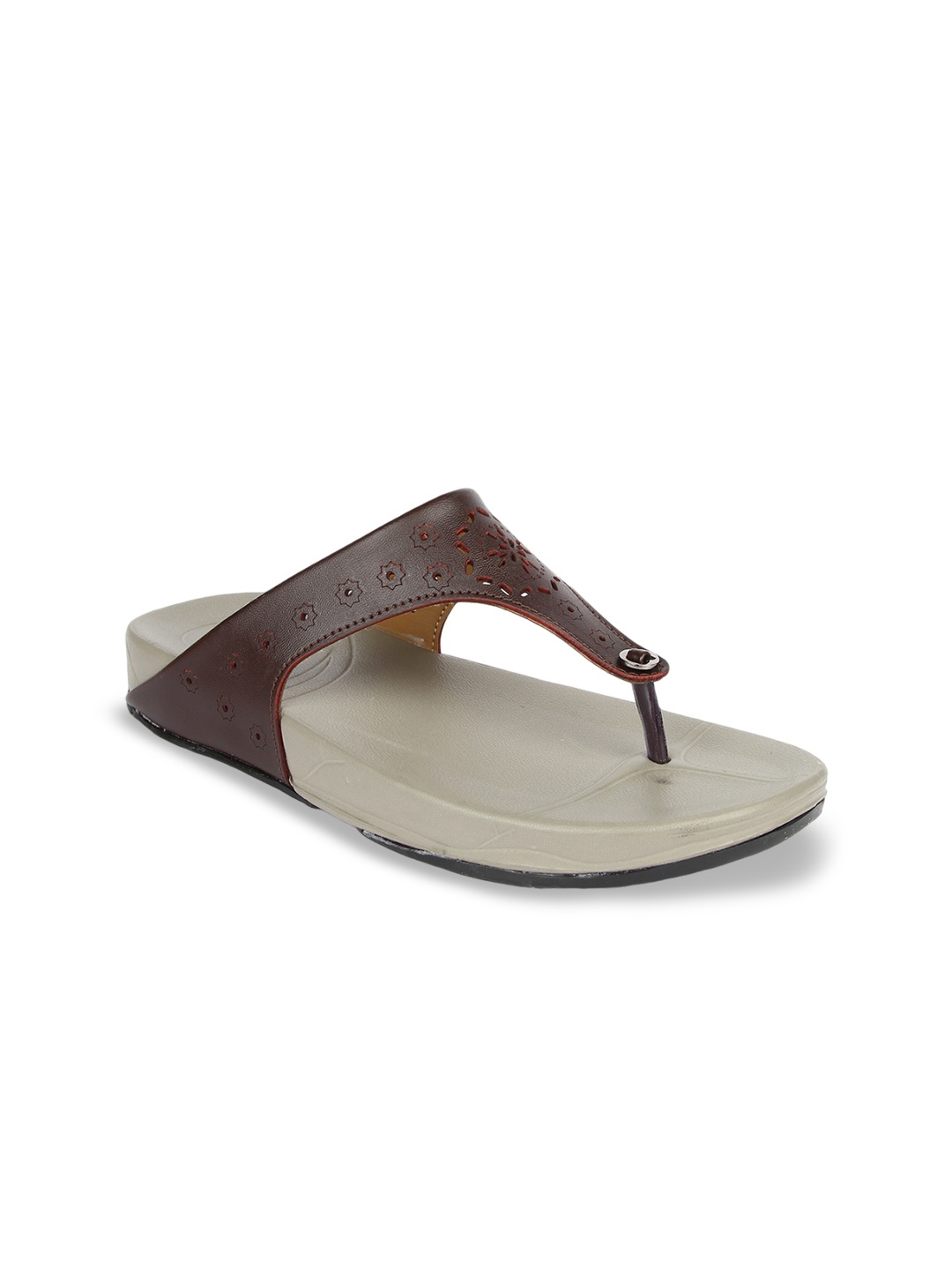 

Liberty Open Toe Flats with Laser Cuts, Brown