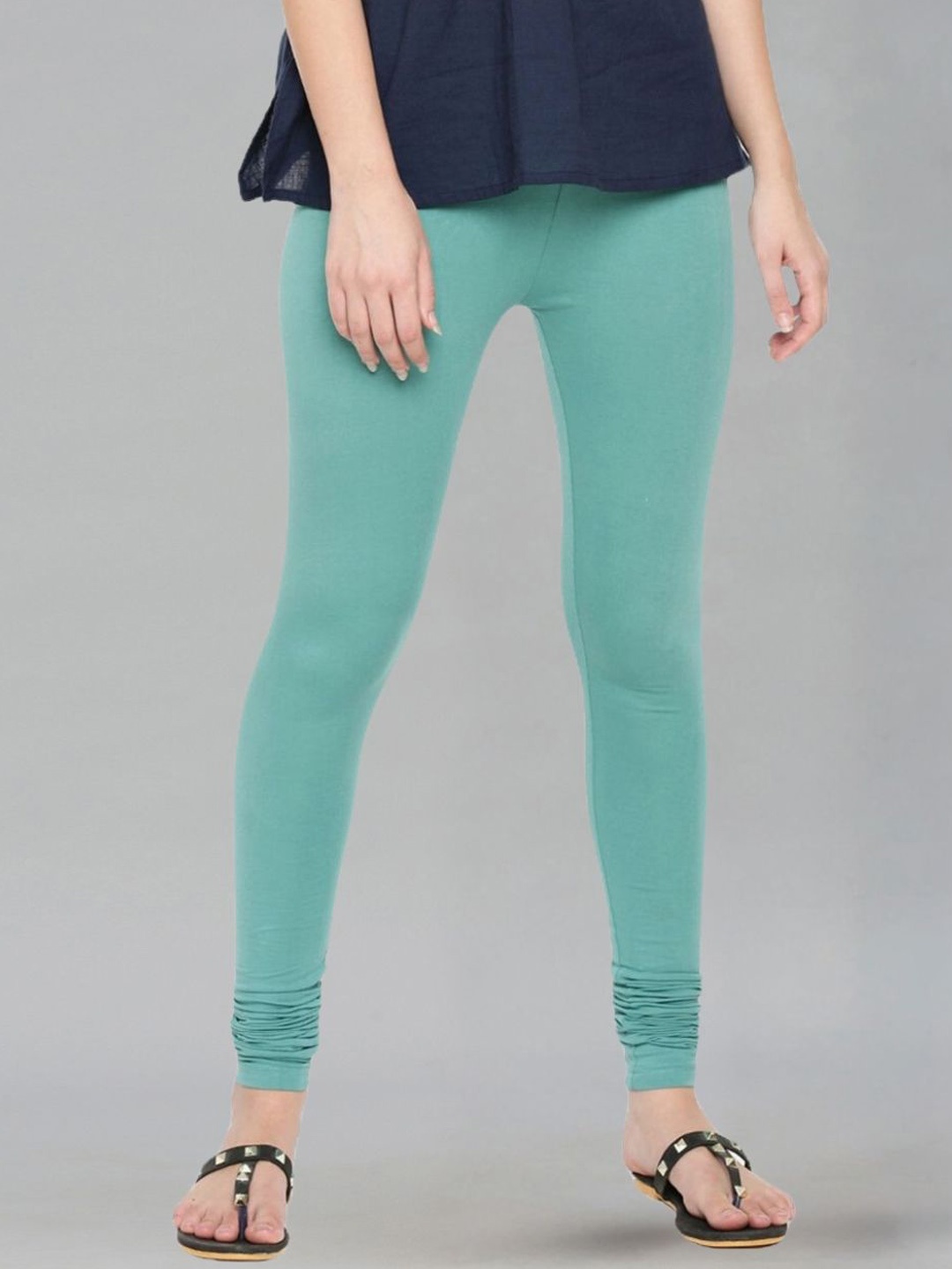 

De Moza Cotton Churidar-Length Leggings, Teal