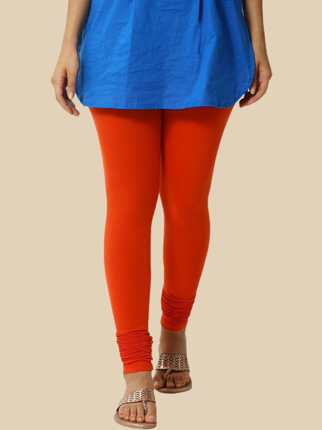 

De Moza Cotton Churidar-Length Leggings, Rust