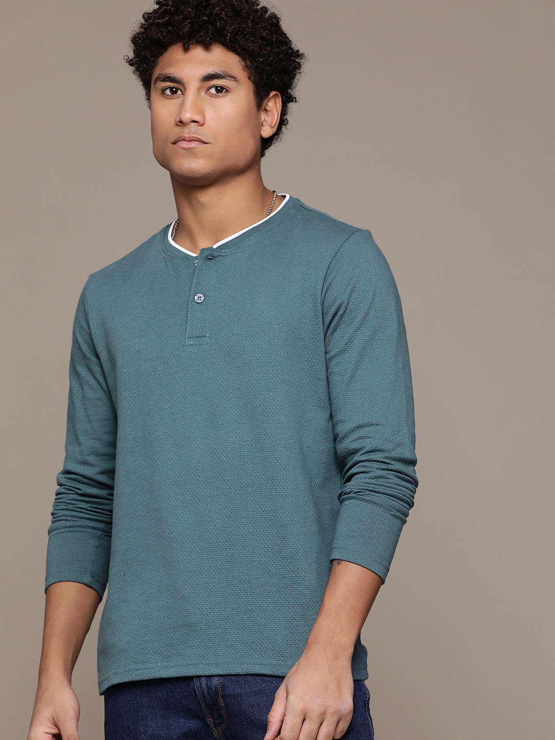 

Roadster The Life Co. Contrast Tipped T-shirt, Blue