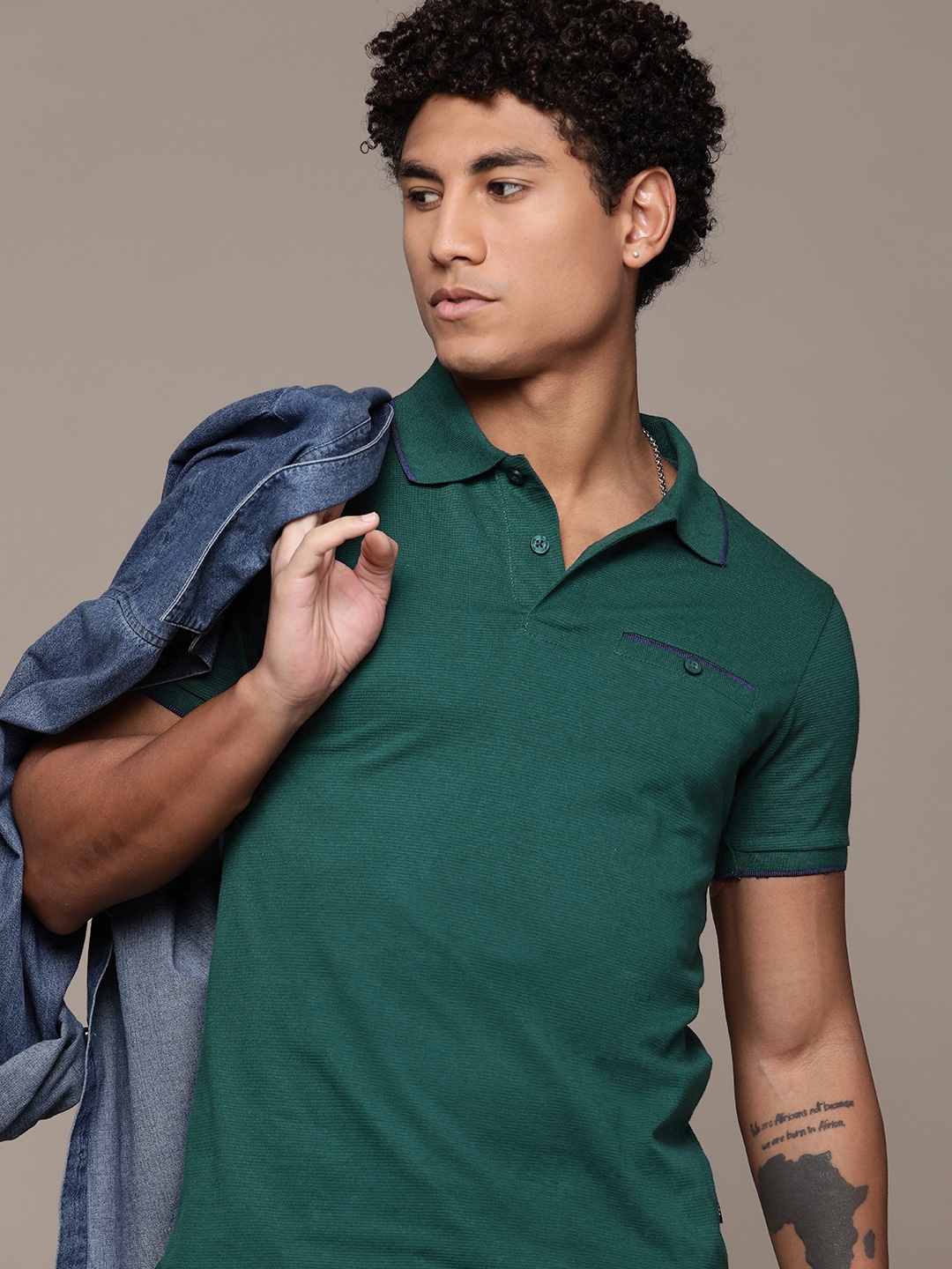 

Roadster The Life Co. Contrast Tipped Polo T-shirt, Green