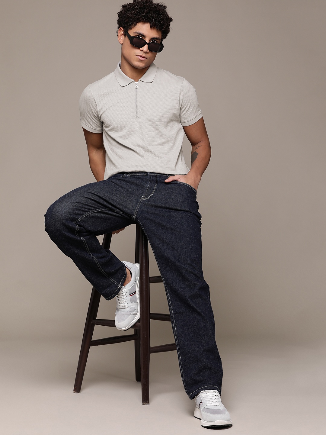 

The Roadster Lifestyle Co. Textured Polo Collar T-shirt, Grey