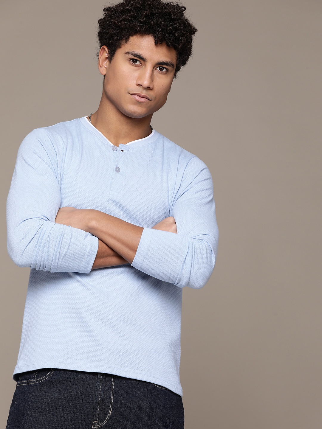 

Roadster The Life Co. Contrast Tipped T-shirt, Blue
