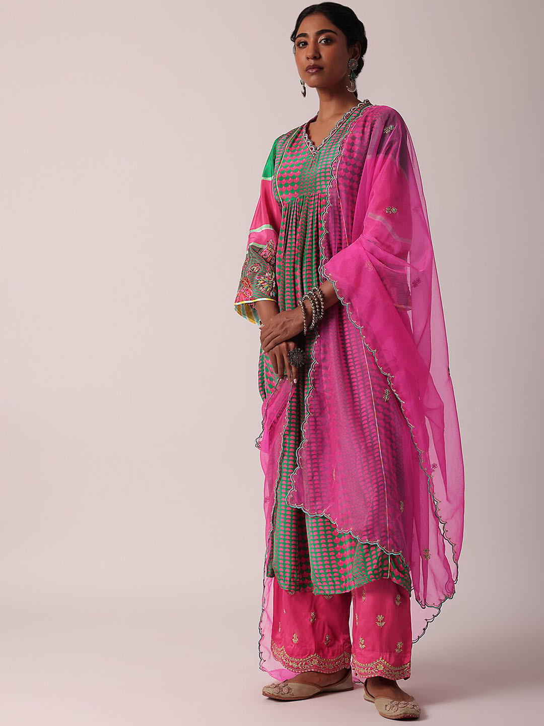 

KALKI Fashion Floral Embroidered Regular Kurta with Palazzos & With Dupatta, Pink