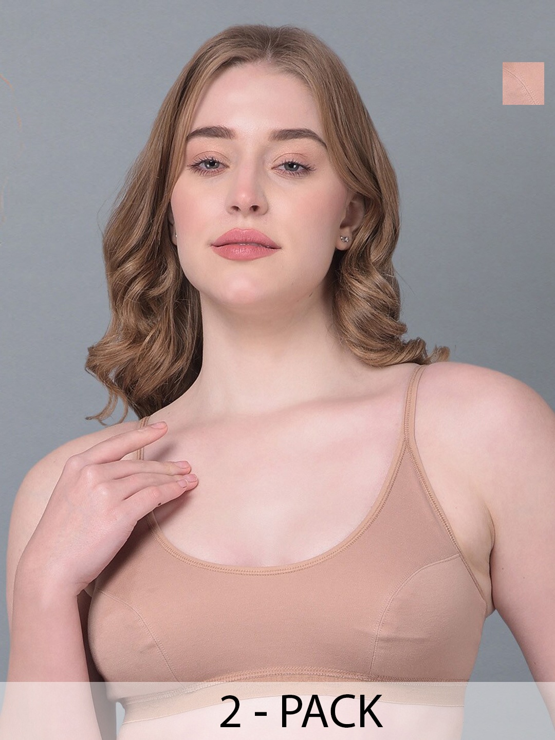 

Dollar Missy Pack of 2 Cotton Sports Workout Bra - Full Coverage, Beige