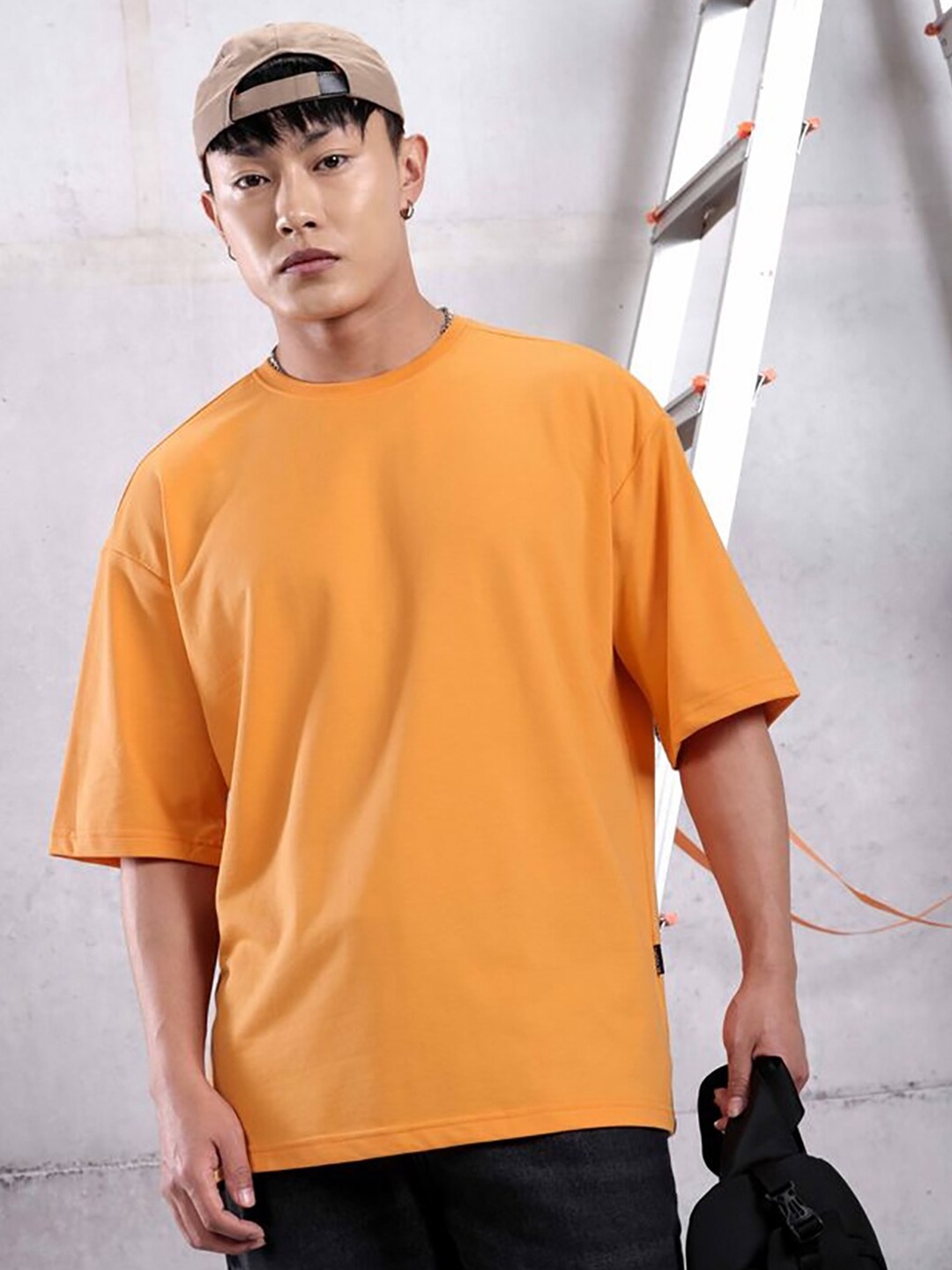 

RARESCAPE Round Neck Relaxed Fit Cotton T-shirt, Yellow