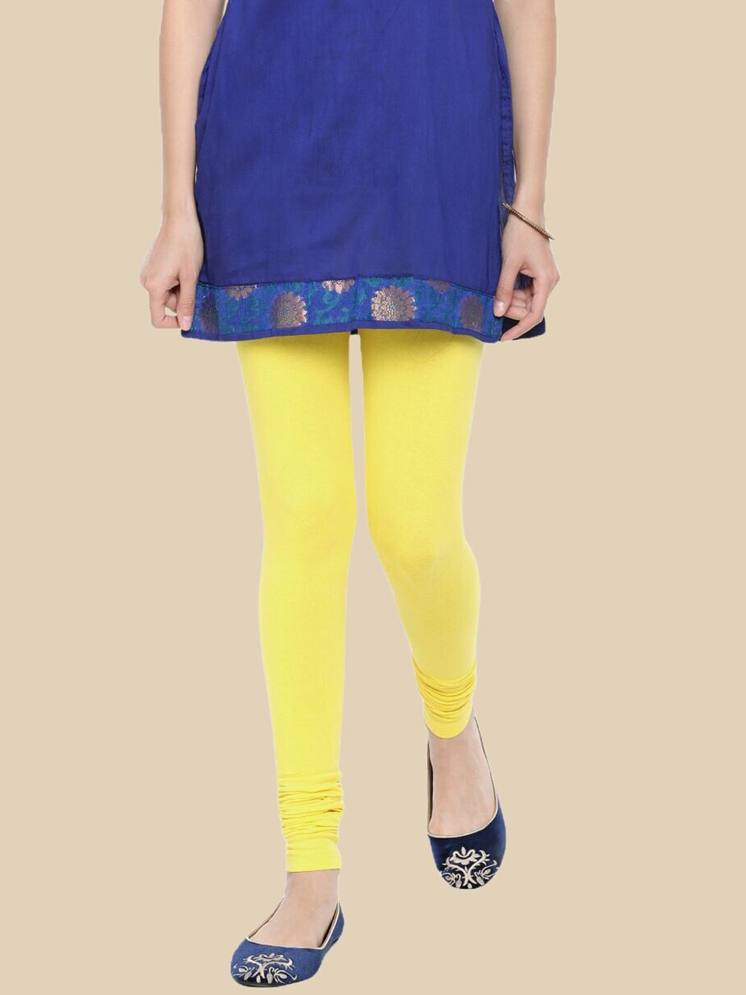 

De Moza Women Cotton Churidar-Length Leggings, Yellow