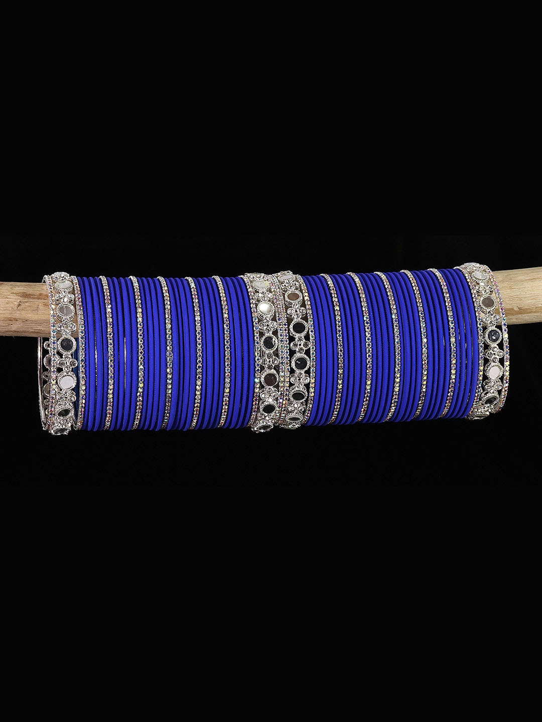 LAVAZZA Set Of 70 Crystal Studded Bangles, Navy blue