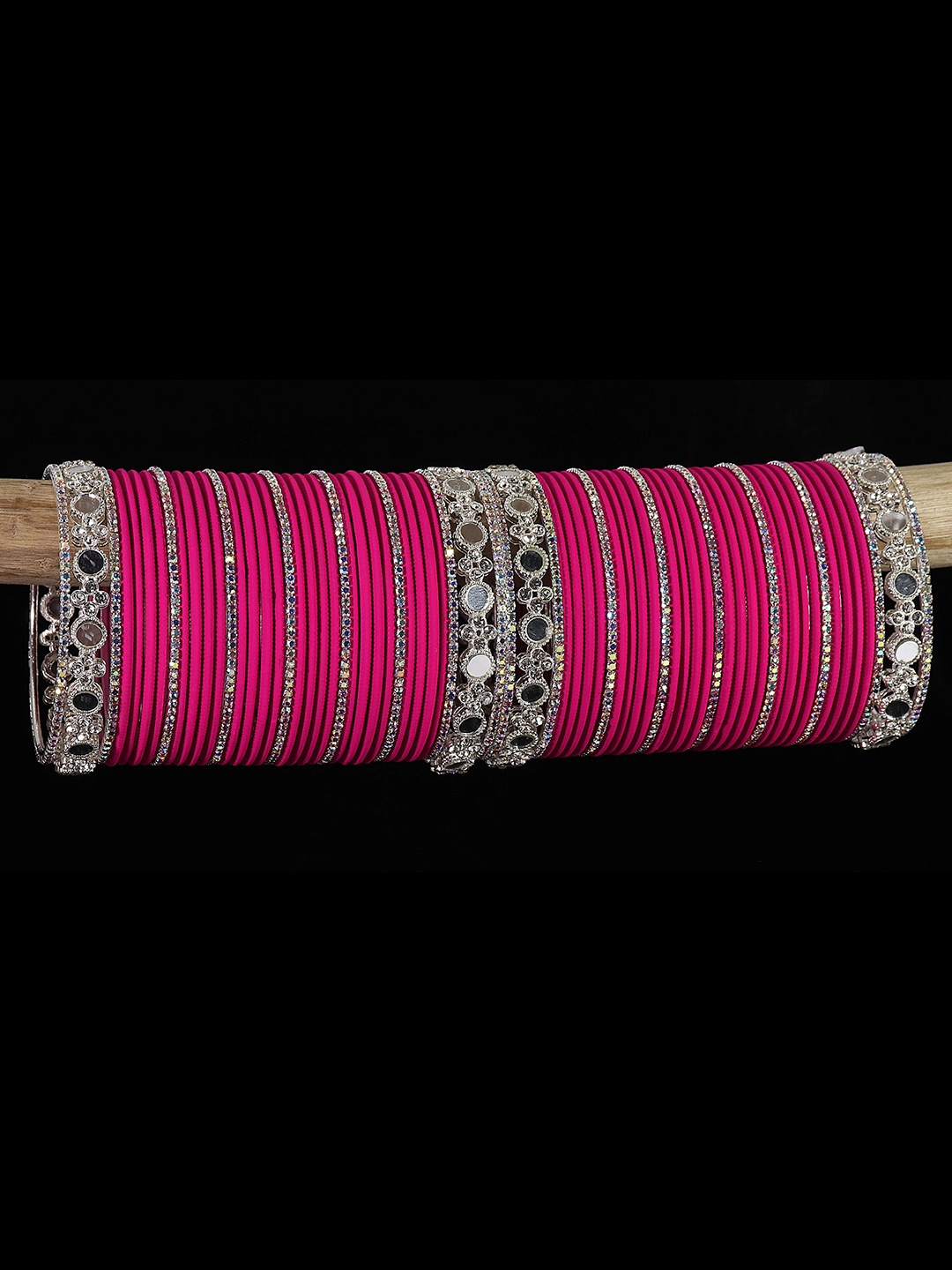 

LAVAZZA Set Of 70 Crystal Studded Bangles, Magenta