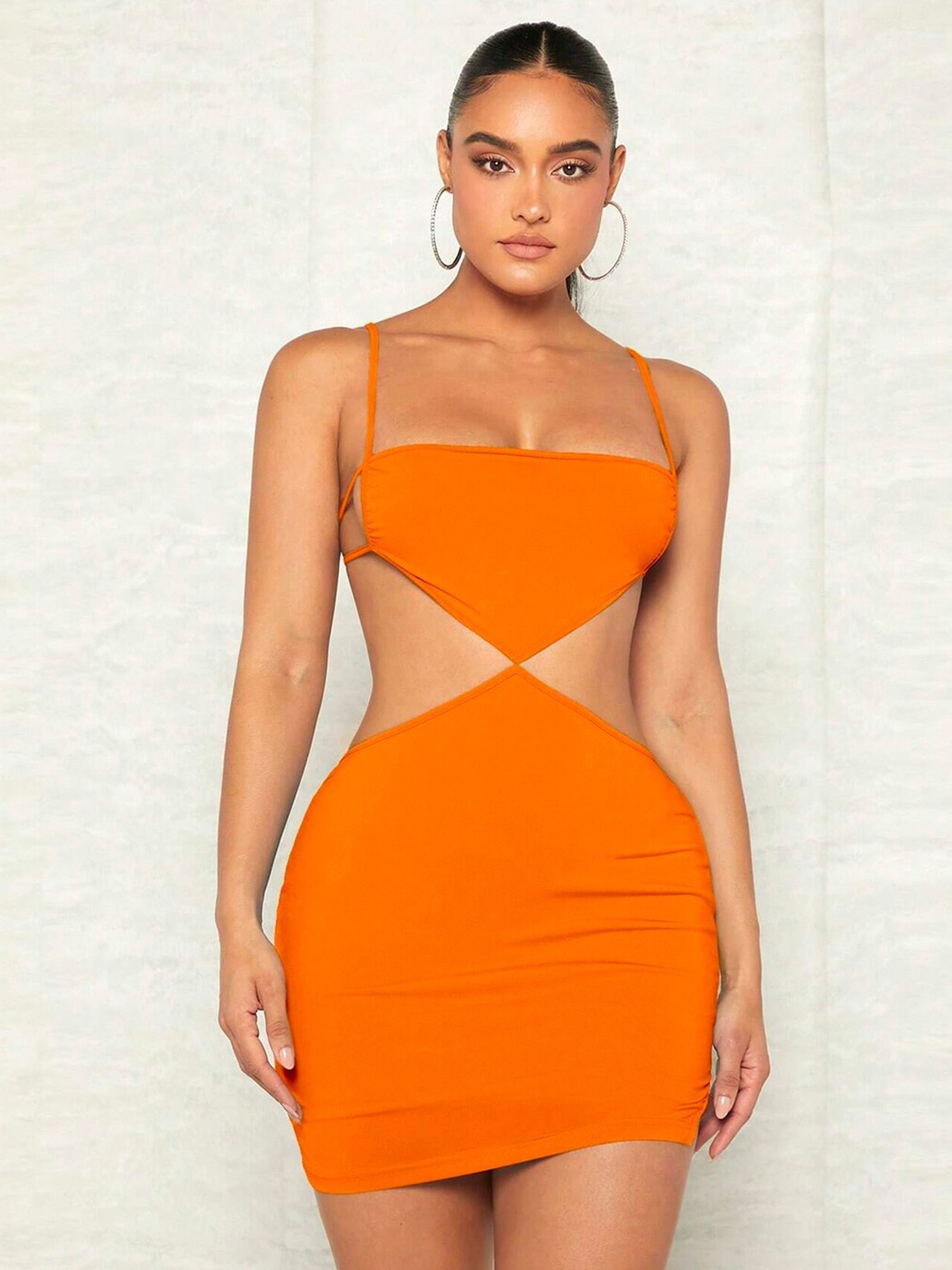 

VAGHBHATT Spaghetti Strap Mini Dress, Orange
