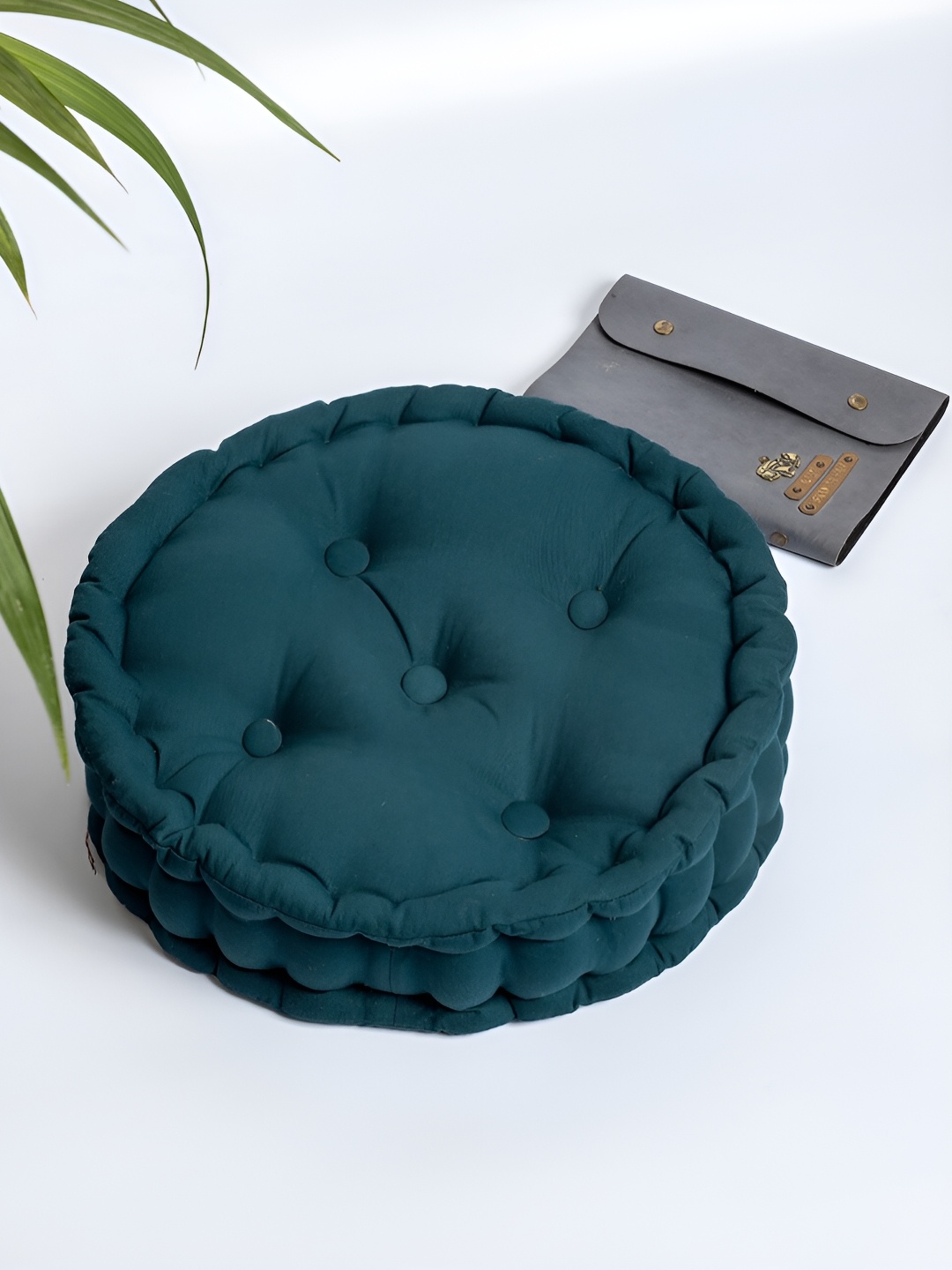 

SKANDA FAB Green Pure Cotton Round Floor Cushions
