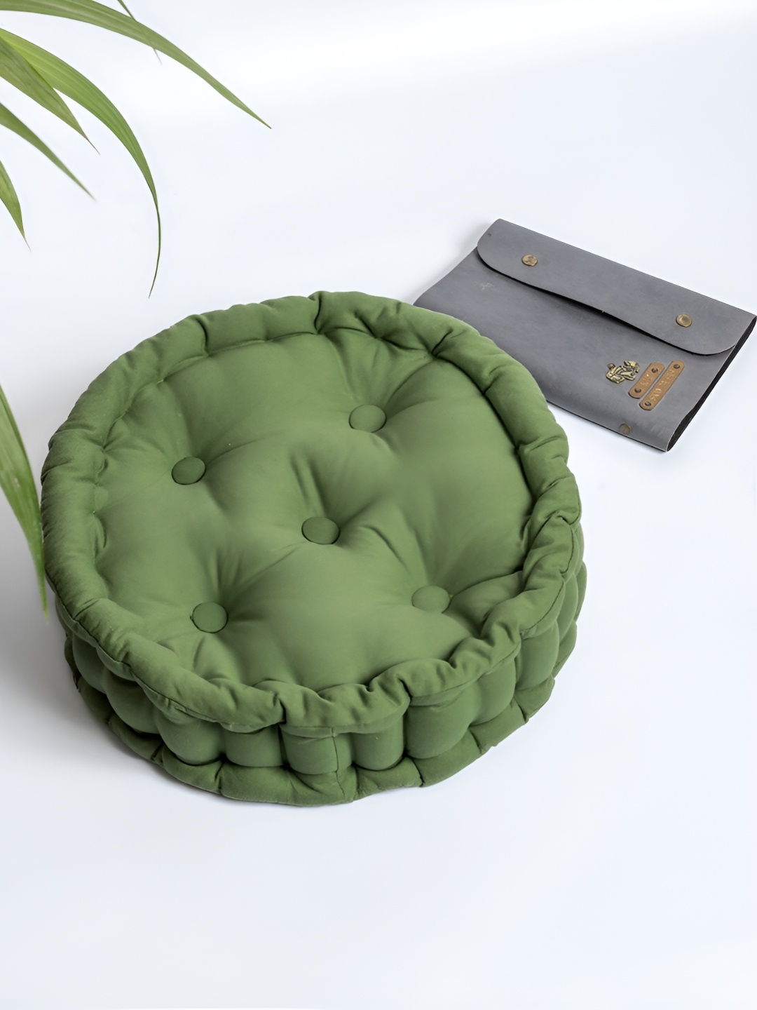 

SKANDA FAB Green Pure Cotton Round Floor Cushions