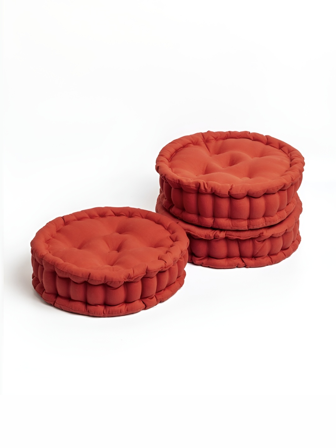

SKANDA FAB Brown 3Pcs Pure Cotton Round Floor Cushion