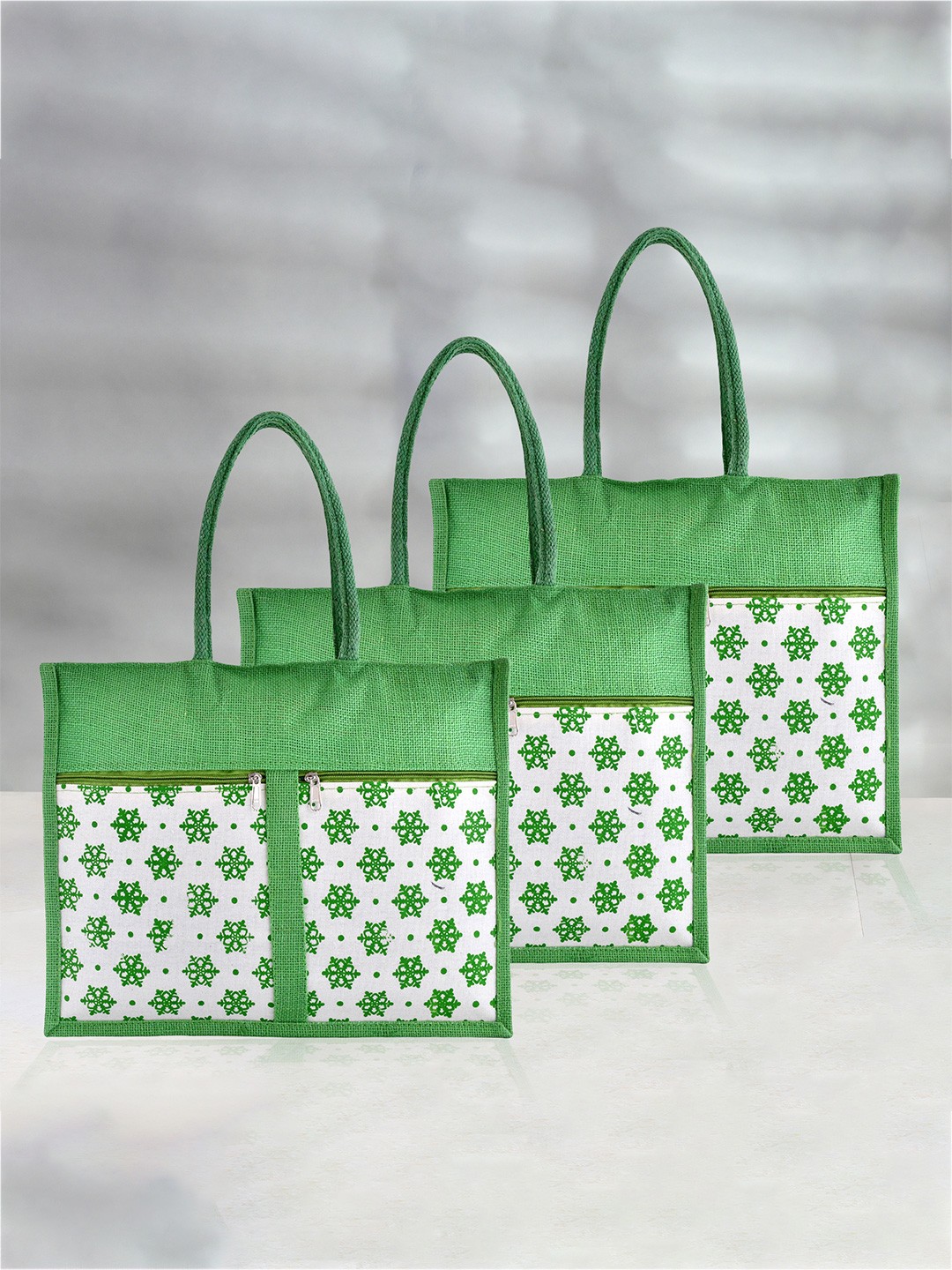 

Kuber Industries Set of 3 Other Prints Lunch Bags Travel Accessory, Green