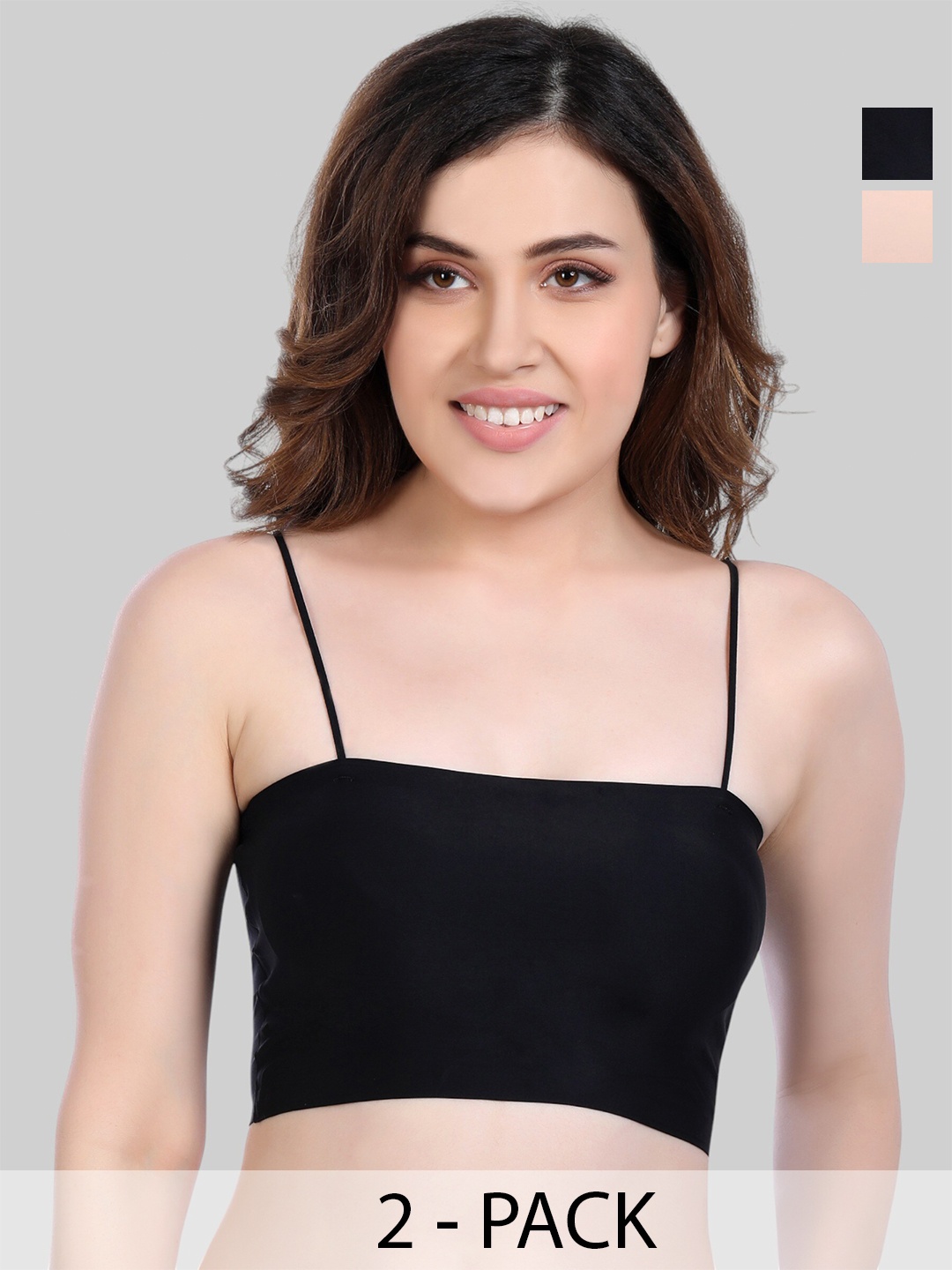 

PLUMBURY Pack Of 2 Full Coverage Bandeau Bra With All Day Comfort, Black