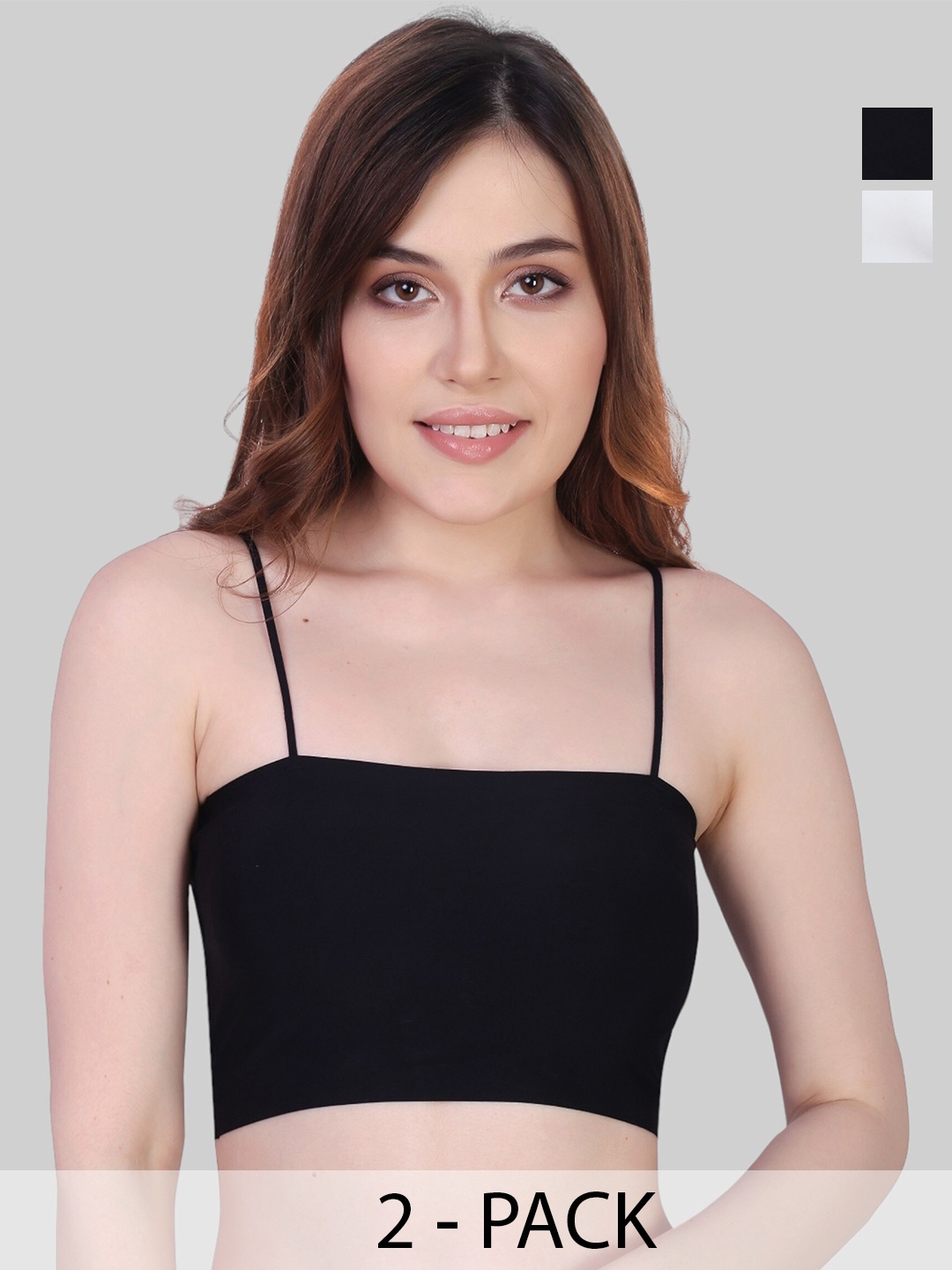 

PLUMBURY Pack Of 2 Full Coverage Bandeau Bra With All Day Comfort, Black
